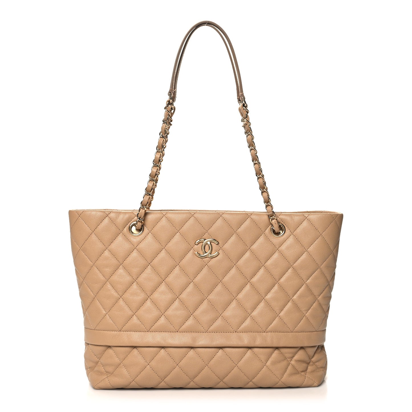 Caviar Quilted Rolled Up Tote Beige