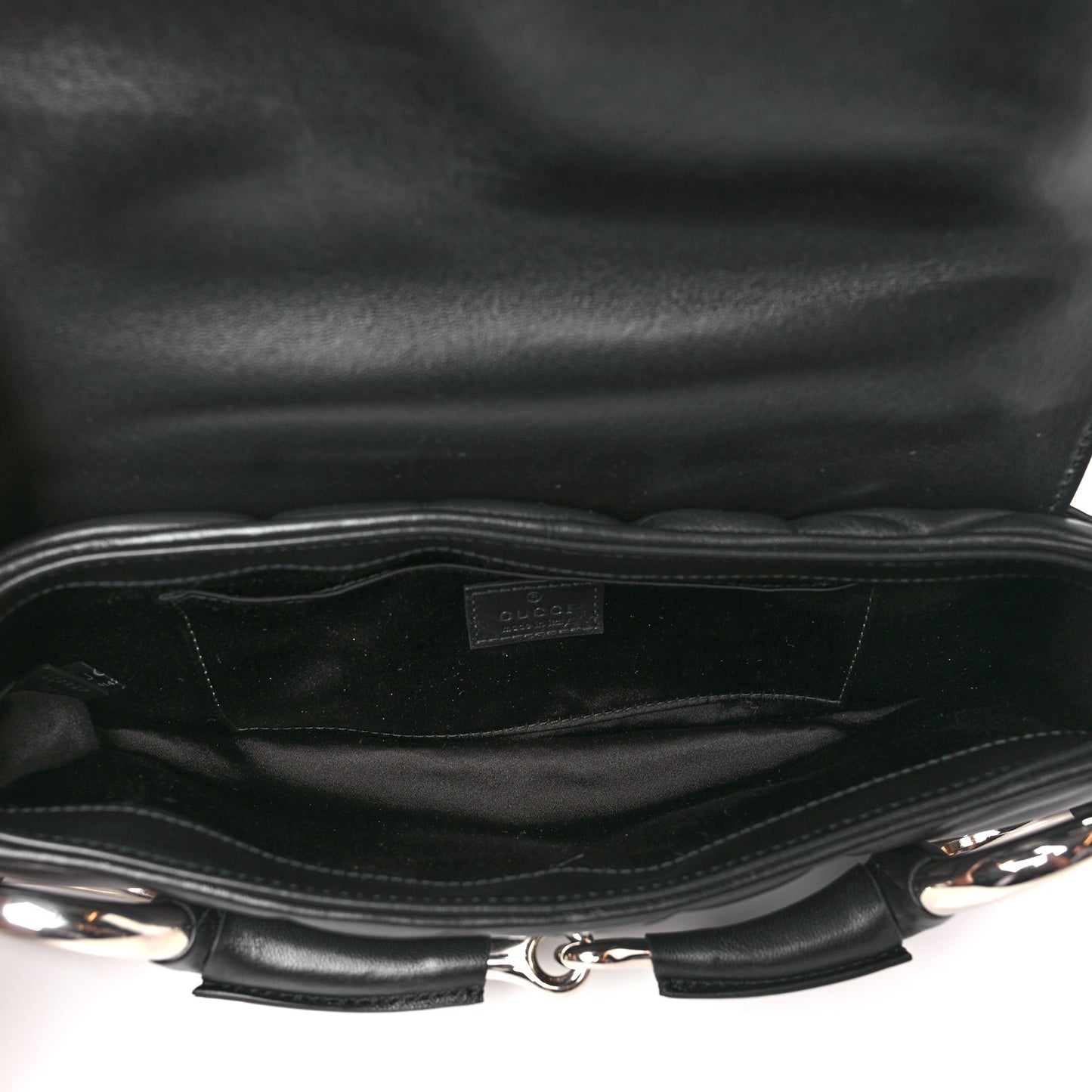 Nappa Vertical Matelasse Medium Maxi Horsebit Chain Shoulder Bag Black