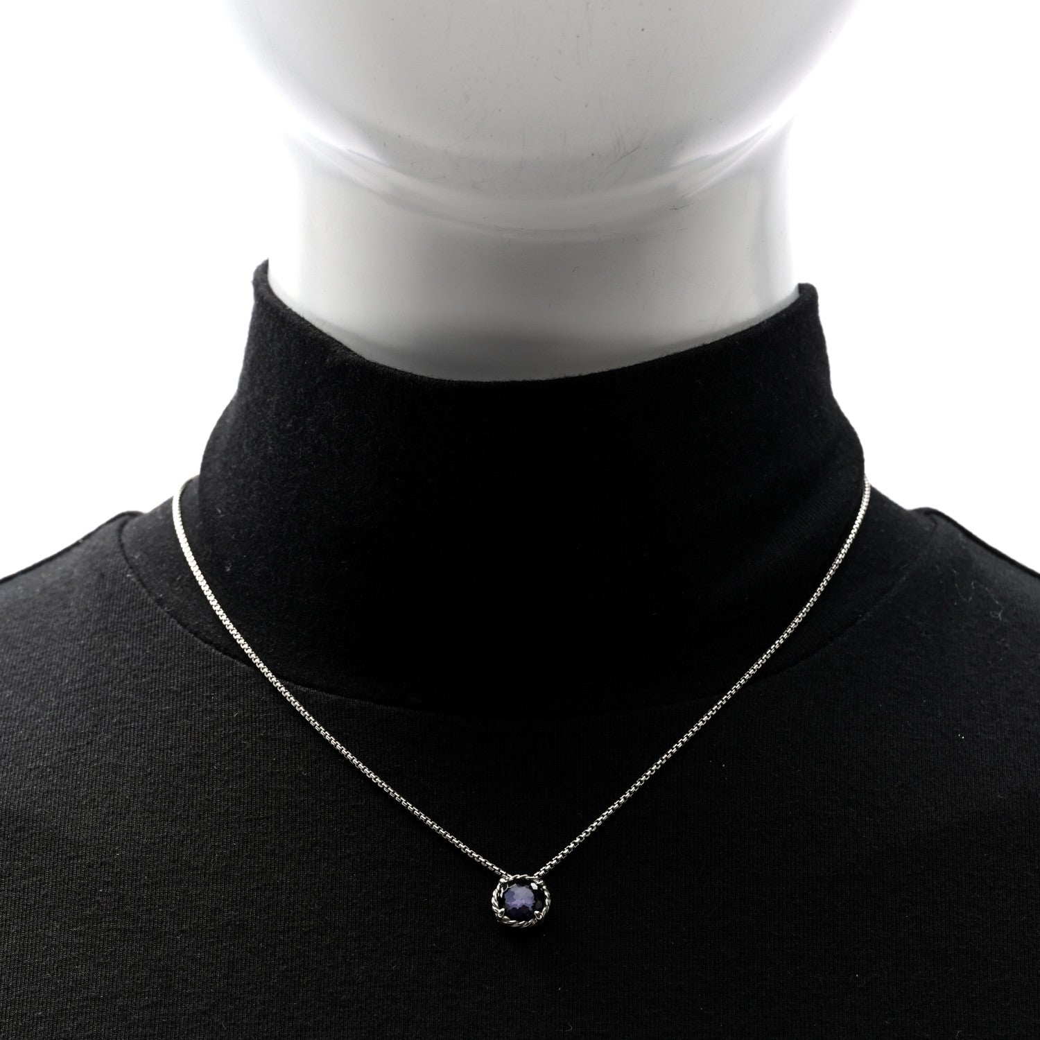 David Yurman Sterling Silver Black Orchid 8mm Petite Chatelaine Pendant Necklace 2 of 4