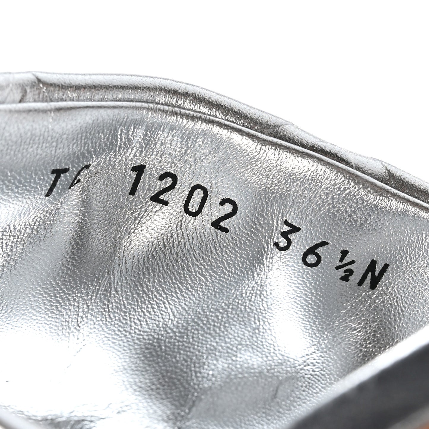 Metallic Lambskin Embossed Monogram Revival Flat Mules 36 Silver