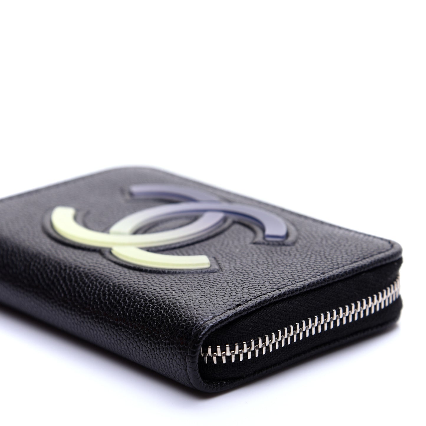 Caviar CC Small Zip Around Coin Purse Black Blue Green