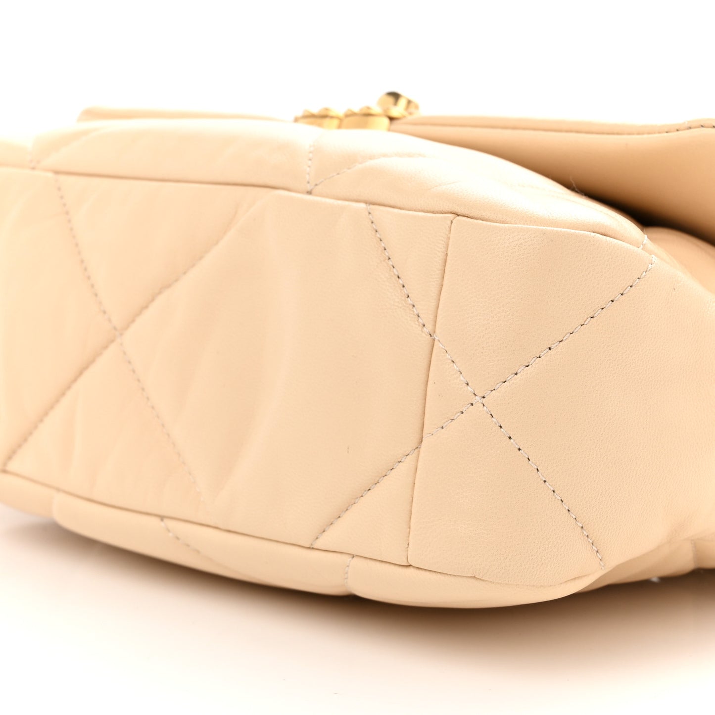 Goatskin Quilted Medium Chanel 19 Flap Beige