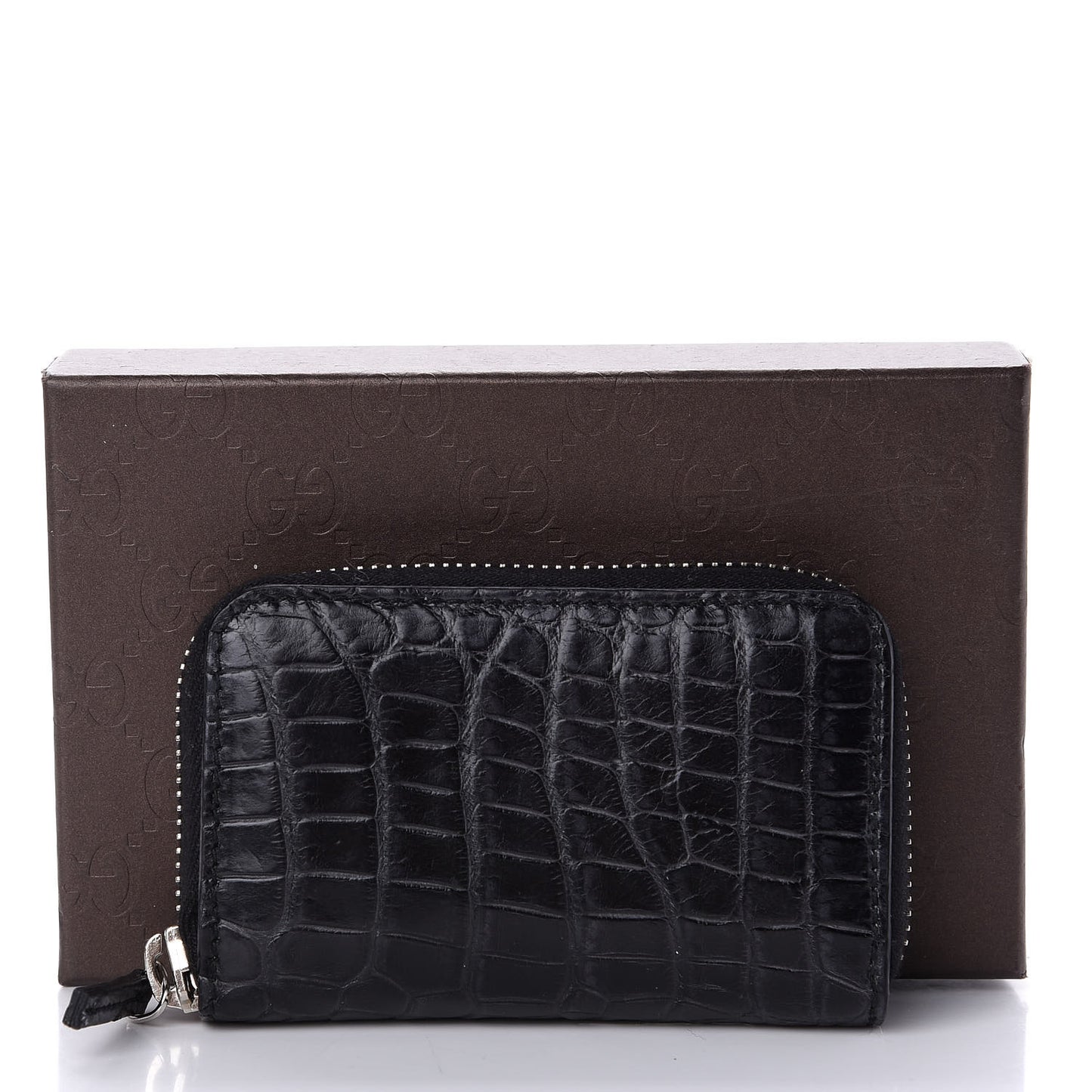 Crocodile Zip Around Card Case Black