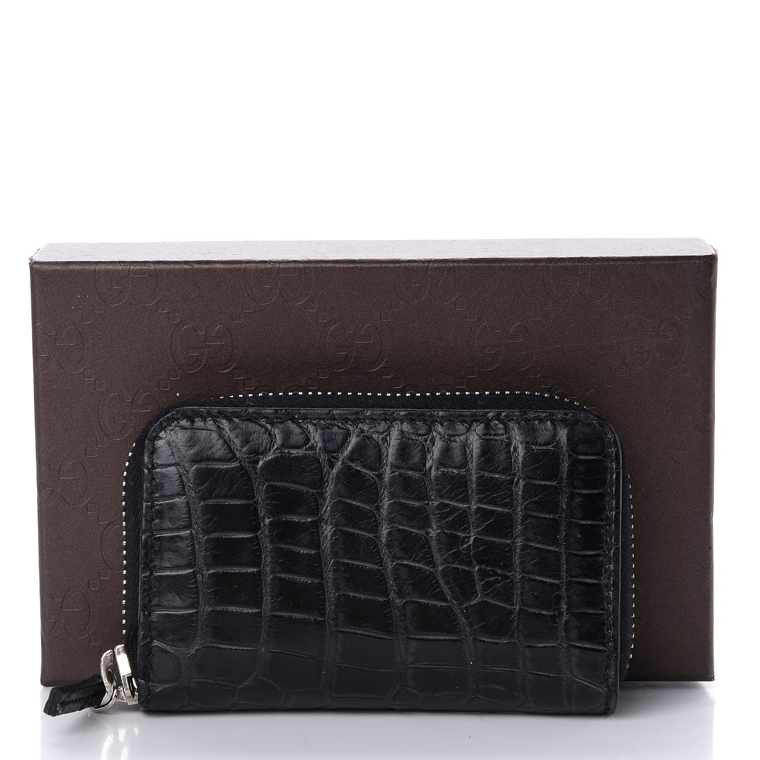 Gucci Crocodile Zip Around Card Case Black 10 of 10