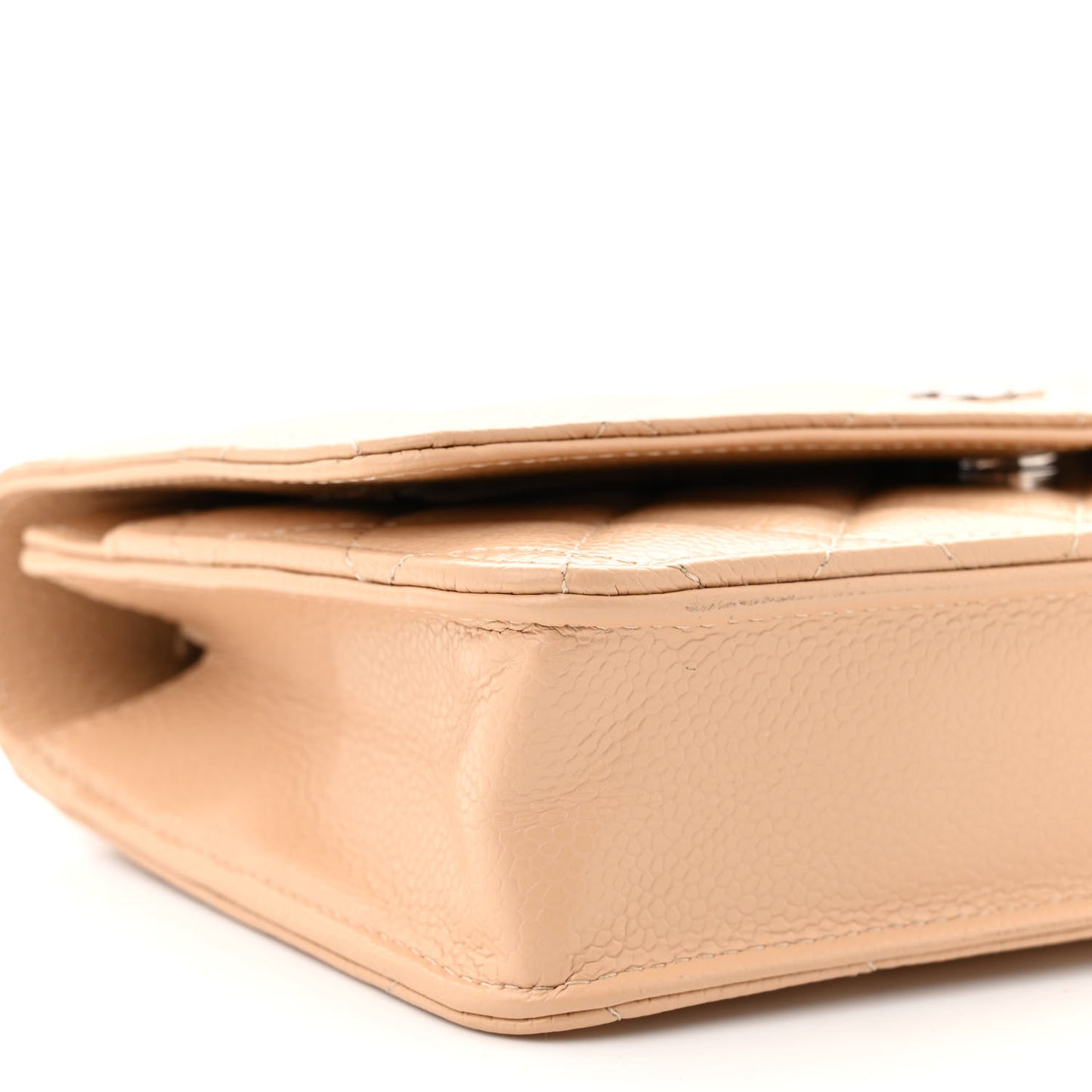 Caviar Quilted Wallet On Chain WOC Beige