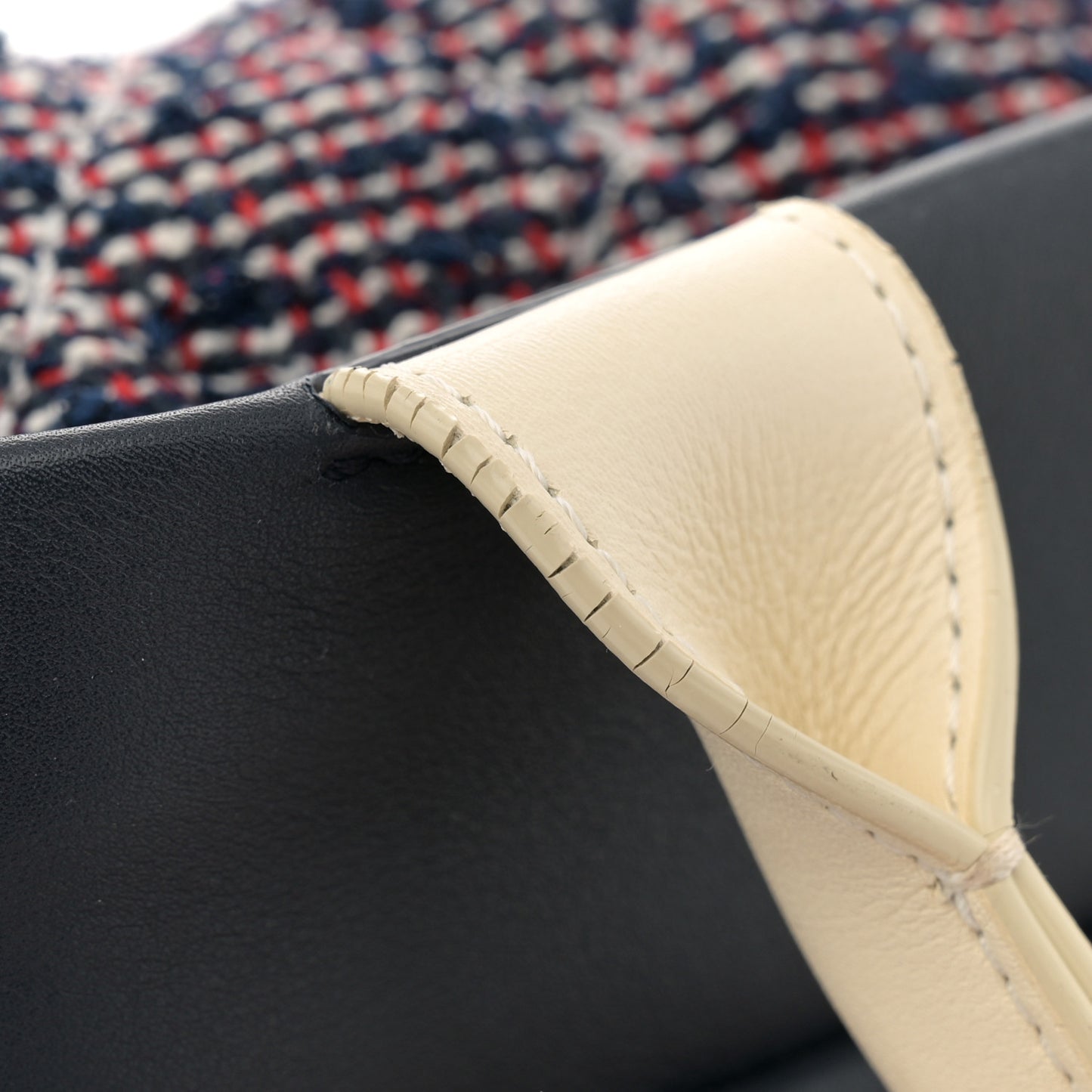 Calfskin Tweed Quilted Small Tote Navy Multicolor