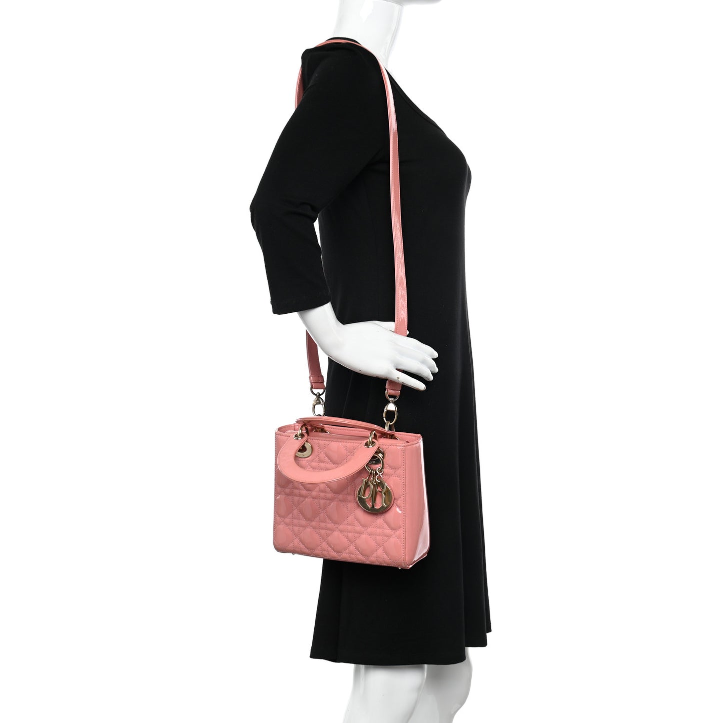 Patent Cannage Small Lady Dior Pink