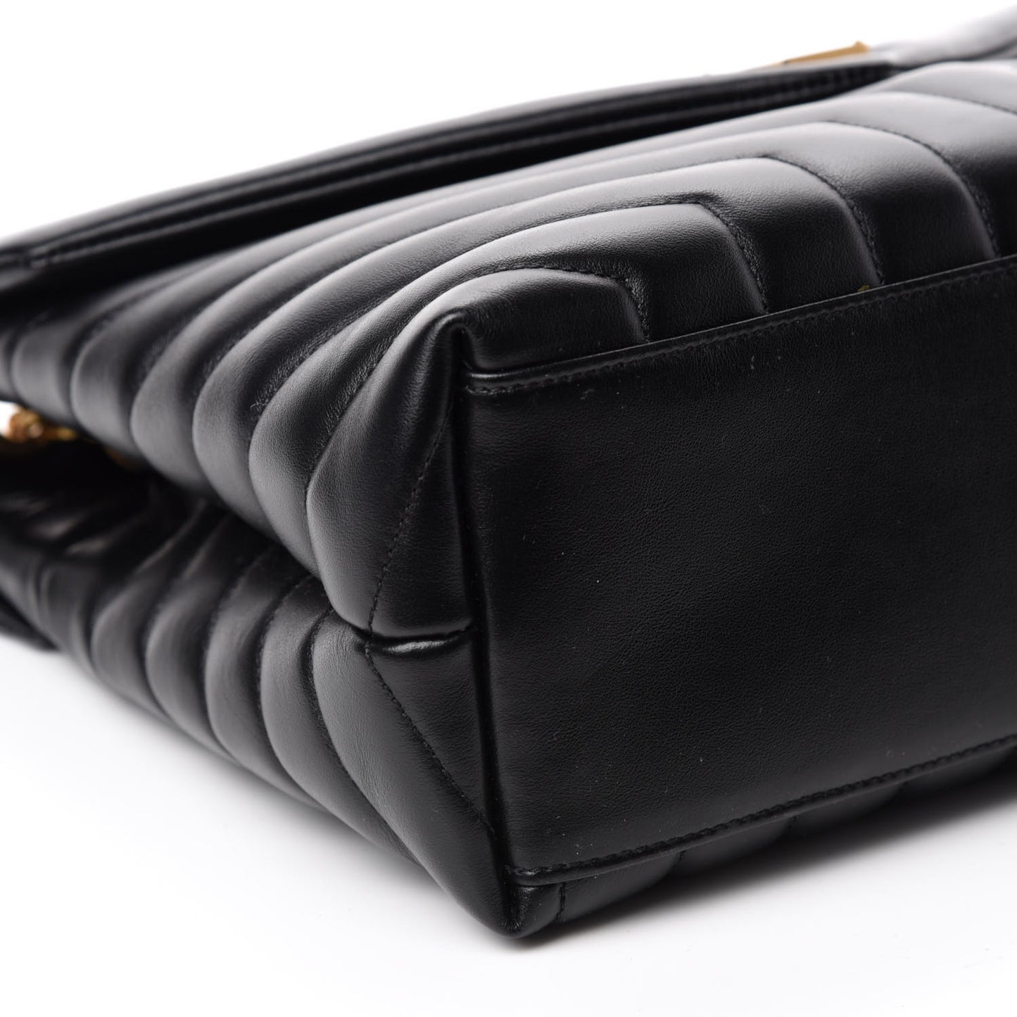 Calfskin Y Quilted Monogram Medium Loulou Chain Satchel Black