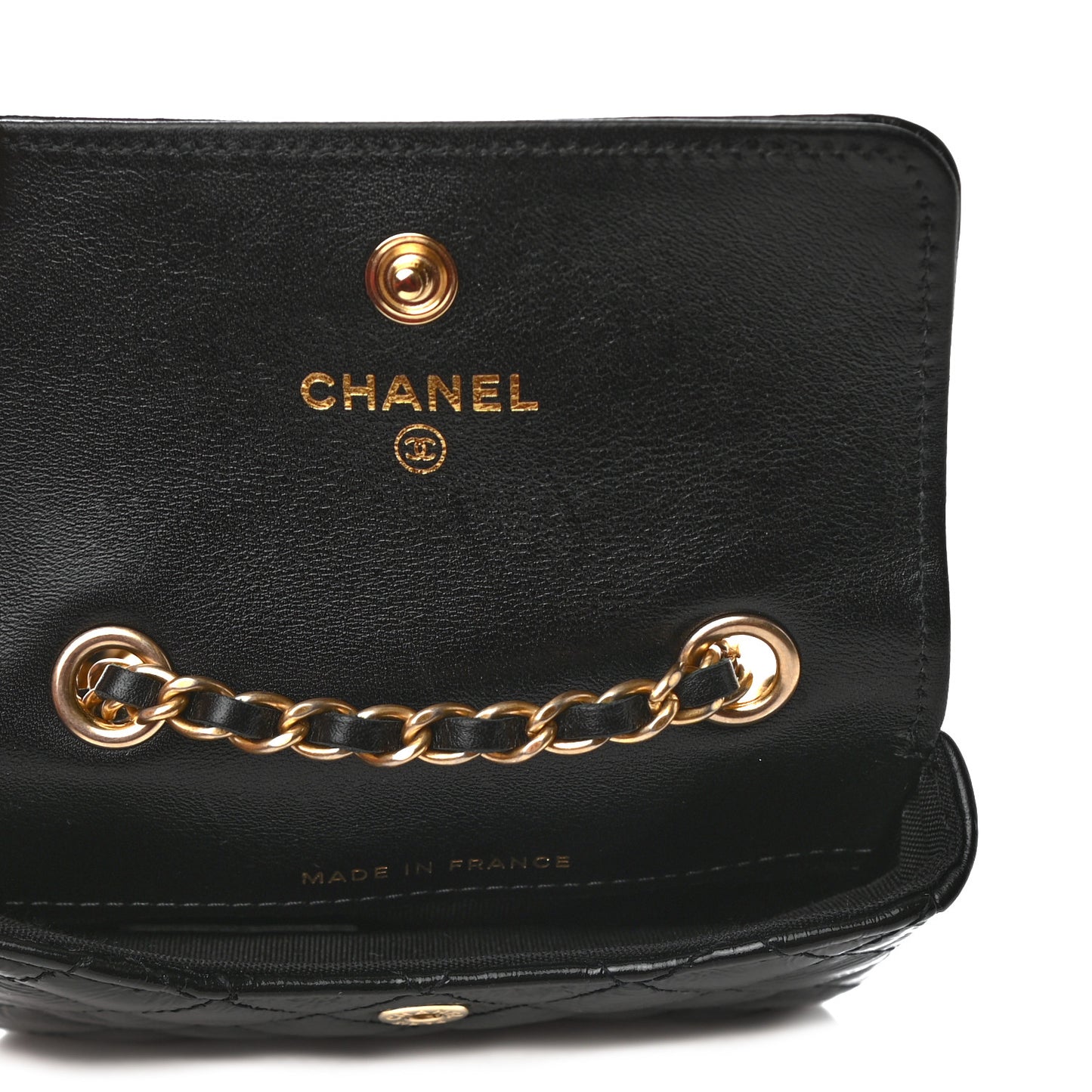 Shiny Aged Calfskin Quilted Waist Belt Bag Black