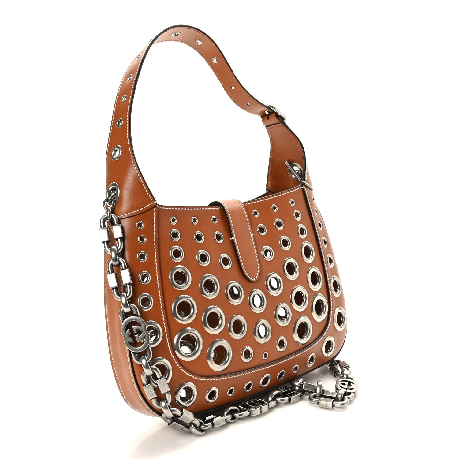 Gucci Calfskin Ha Ha Ha Jackie 1961 Eyelet Hobo Cuir 3 of 8