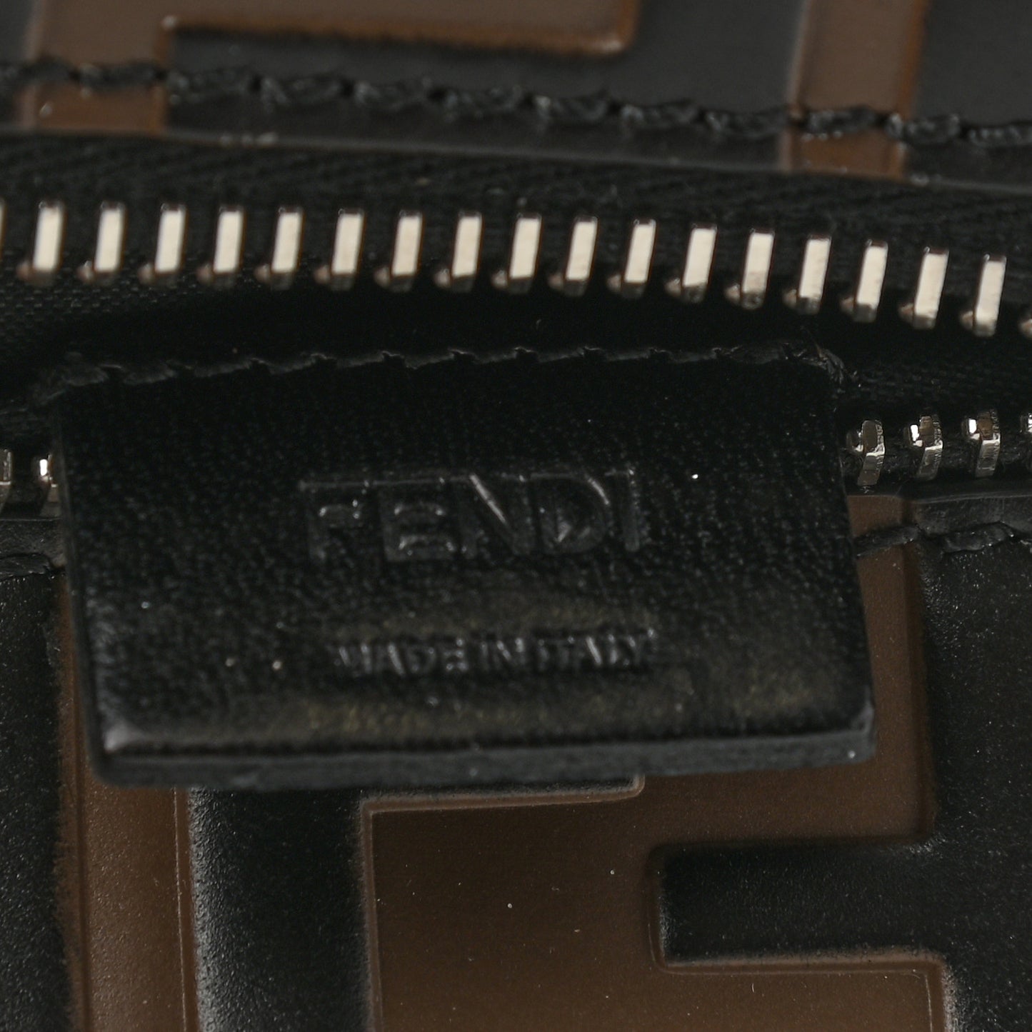 Calfskin FF 1974 Embossed Pyramid Pouch Maya Black