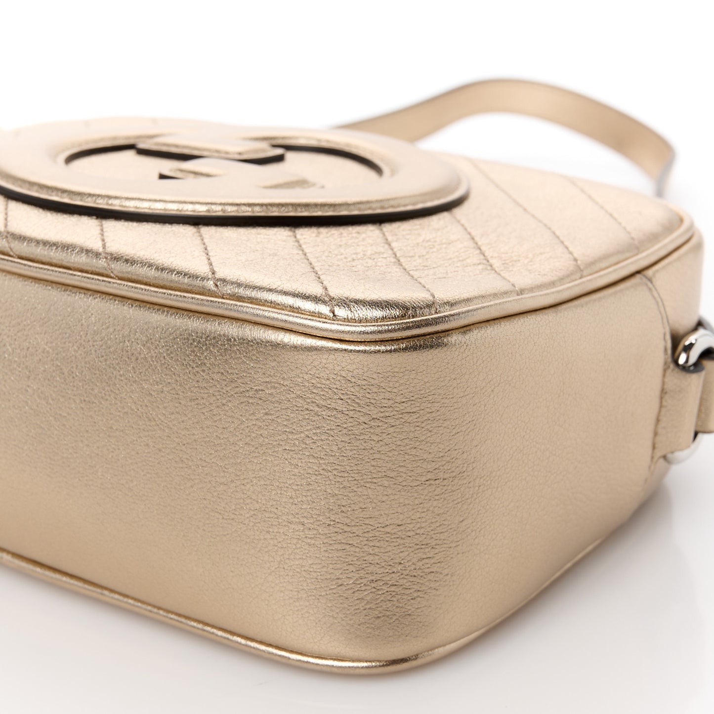 Metallic Sakai Be Green Calfskin Diagonal Stitched Small Blondie Shoulder Bag Golden Beige