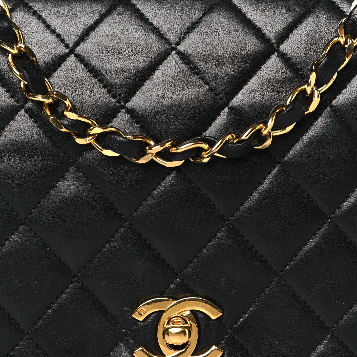 Lambskin Quilted Small Single Flap Black