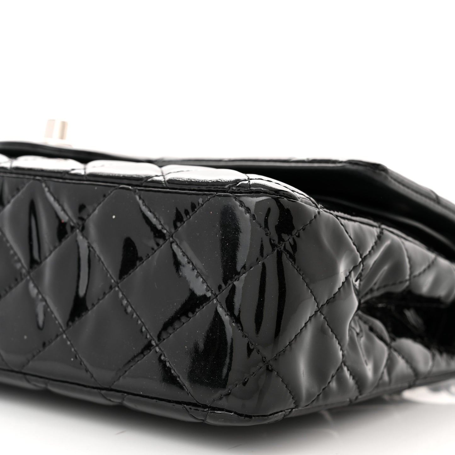 Patent Quilted Medium Double Flap Black