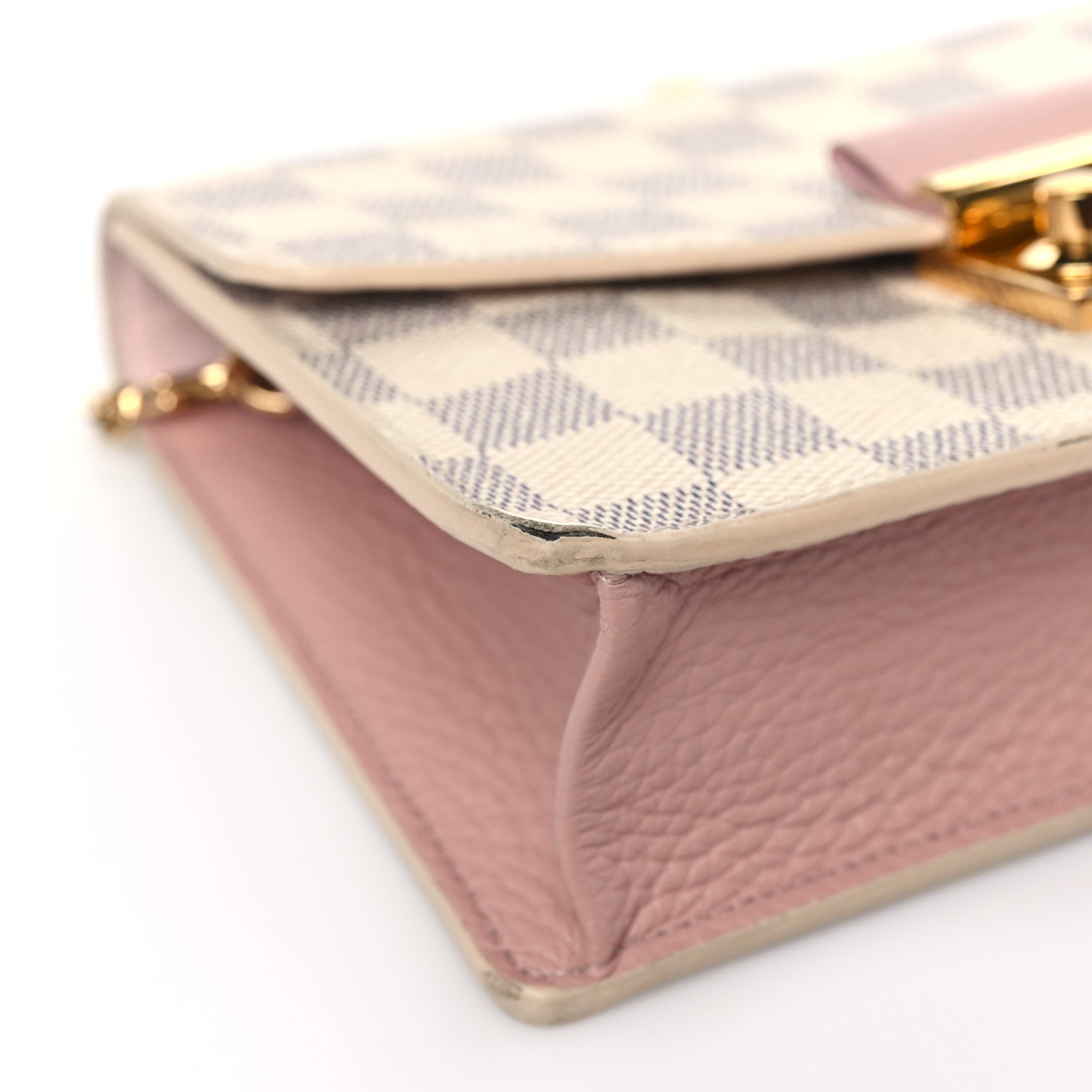 Louis Vuitton Damier Azur Croisette Chain Wallet Rose Ballerine 7 of 9