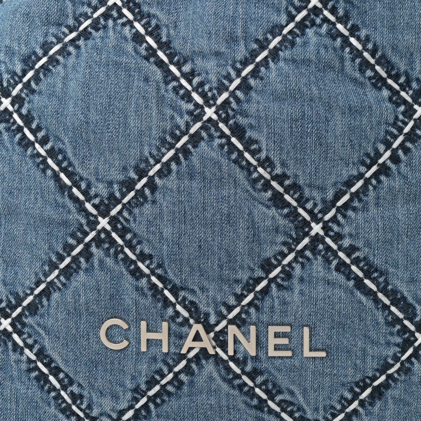 Denim Quilted Stitched Small Chanel 22 Blue