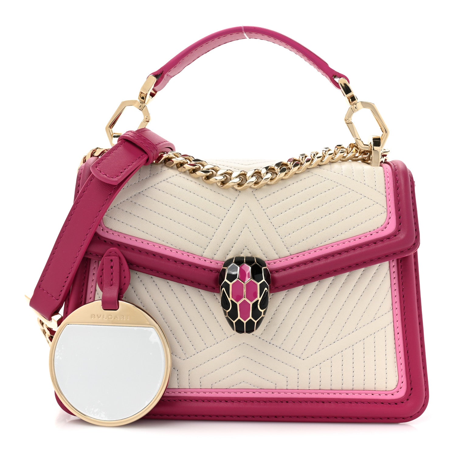 Bulgari Quilted Nappa Smooth Calfskin Serpenti Forever Diamond Blast Pink 3 of 11