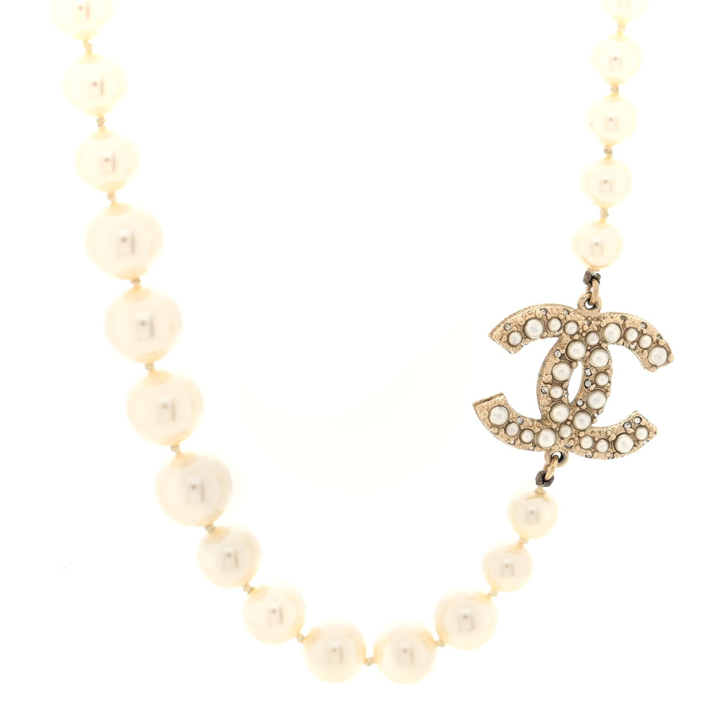 Pearl CC 100th Anniversary Necklace Light Gold