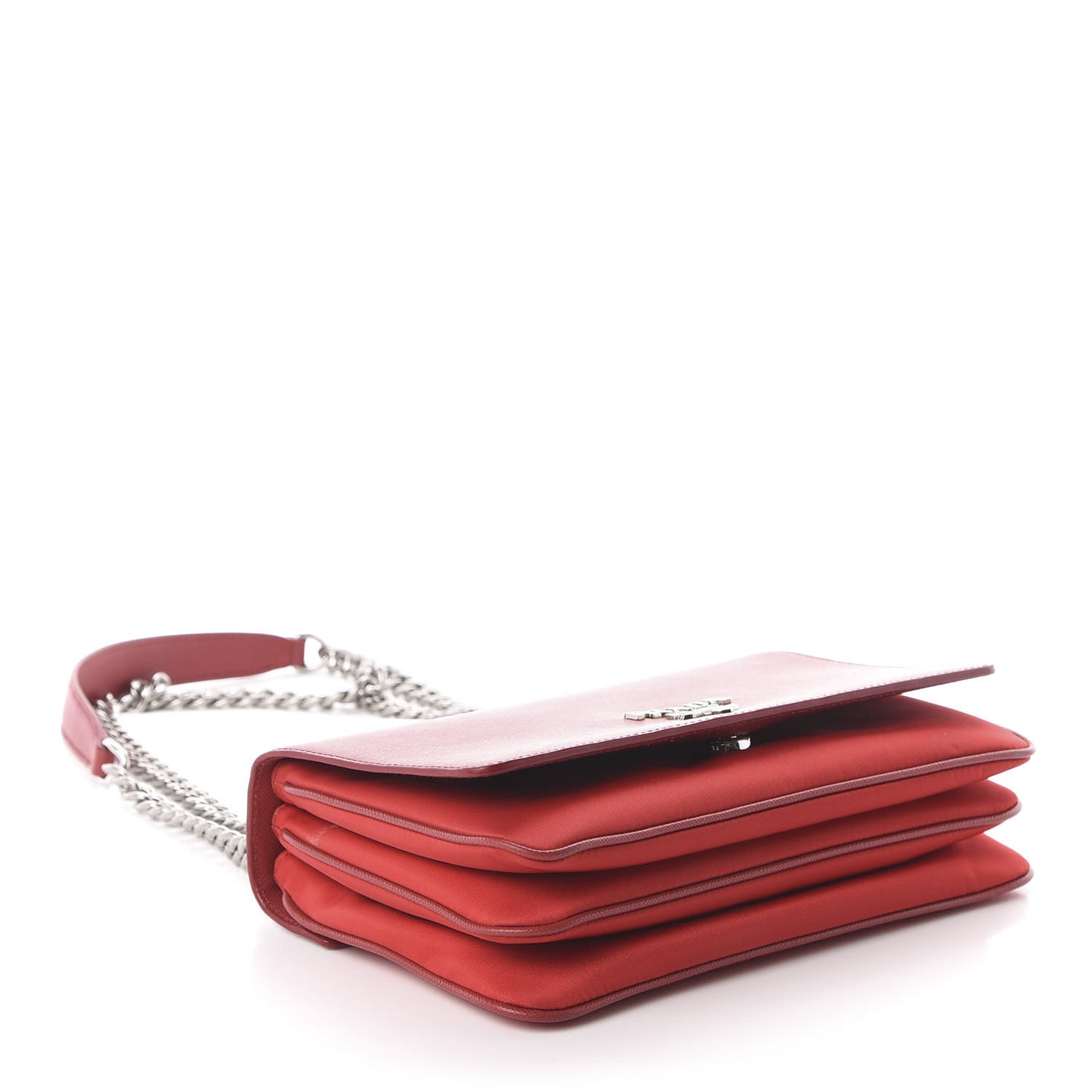 Saffiano Tessuto Nylon Chain Shoulder Bag Rosso