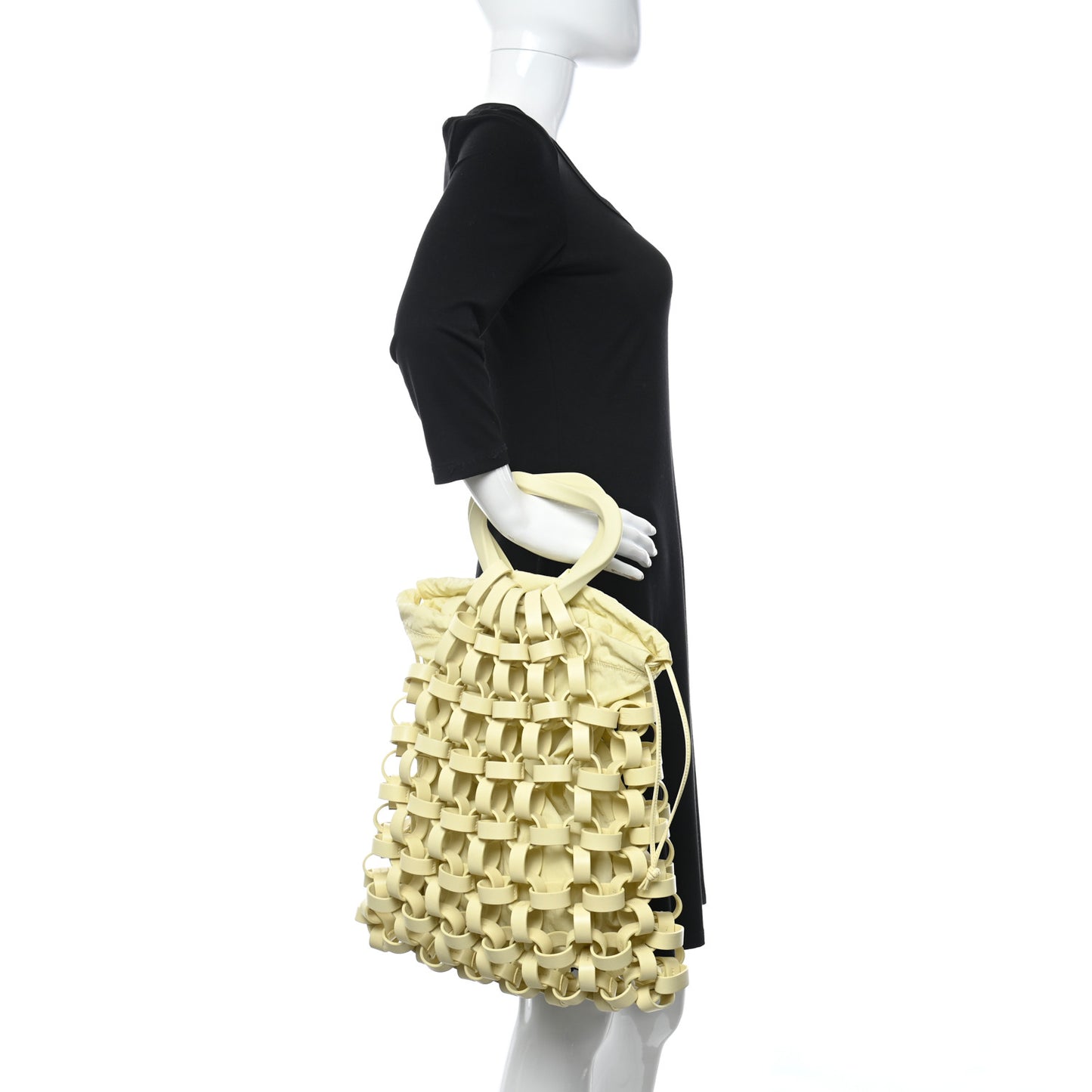 Lambskin Intrecciato Drawstring Shopper Tote Buttercup Yellow