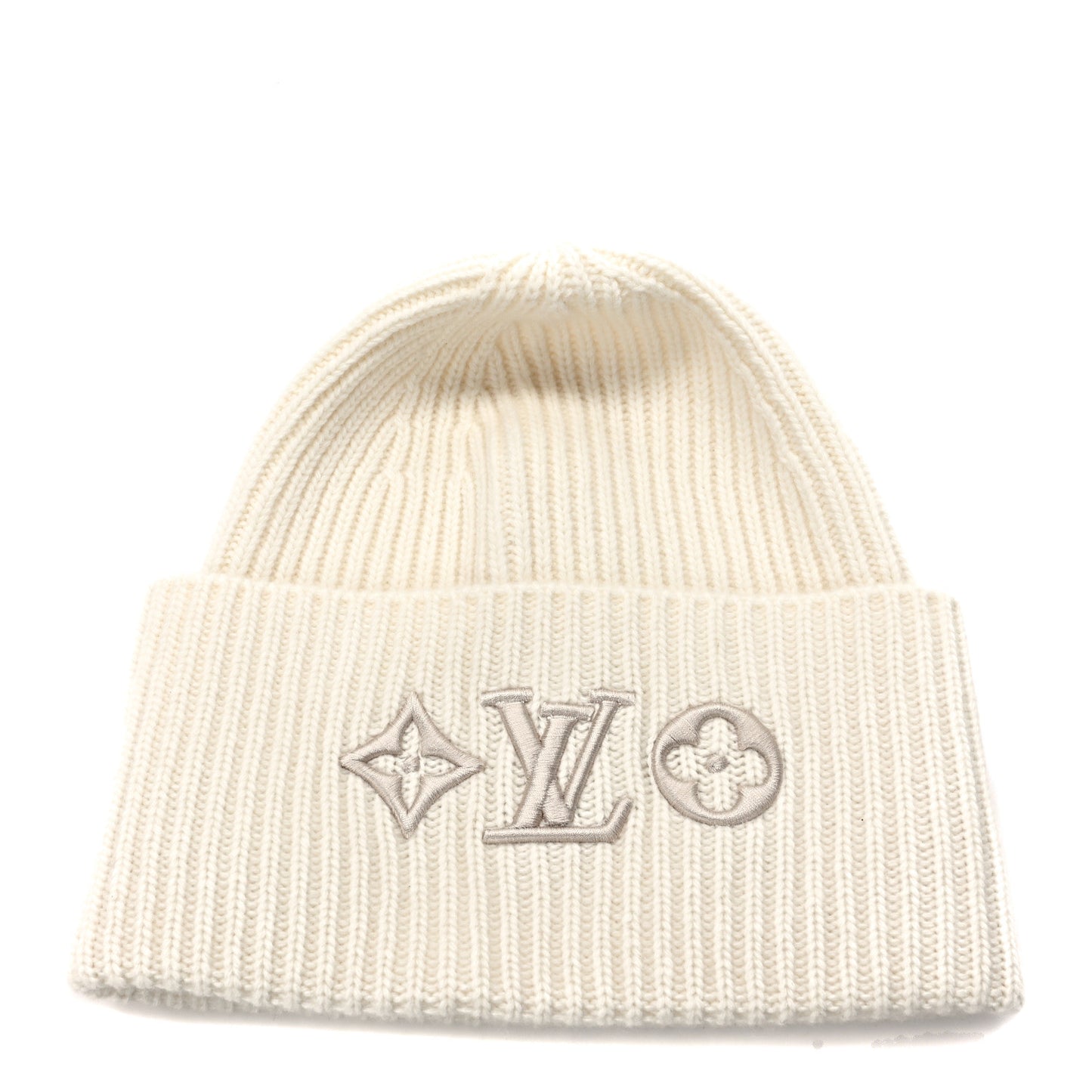 Wool Monogram LV Headline Beanie Hat White
