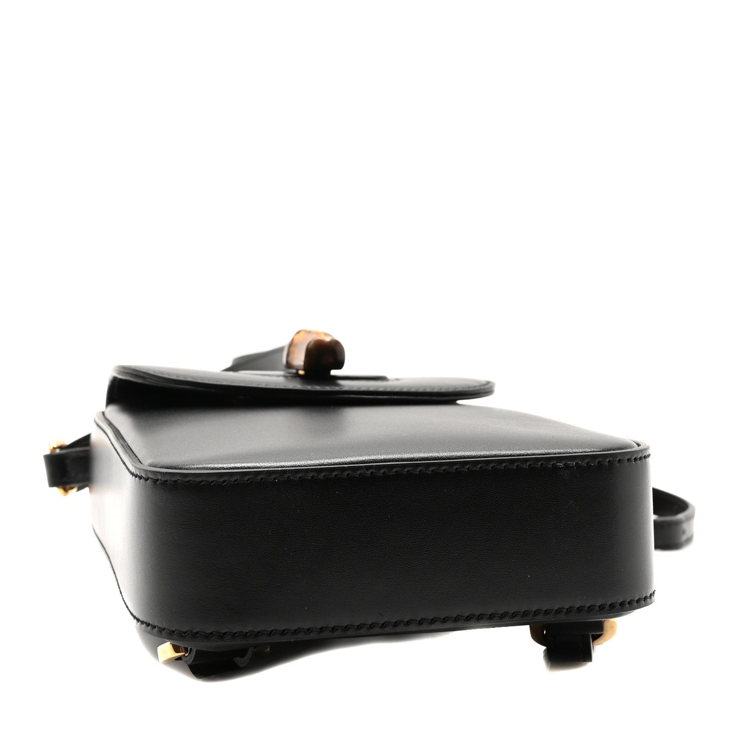 Calfskin Mini Bamboo Top Handle 3 Way Shoulder Bag Black