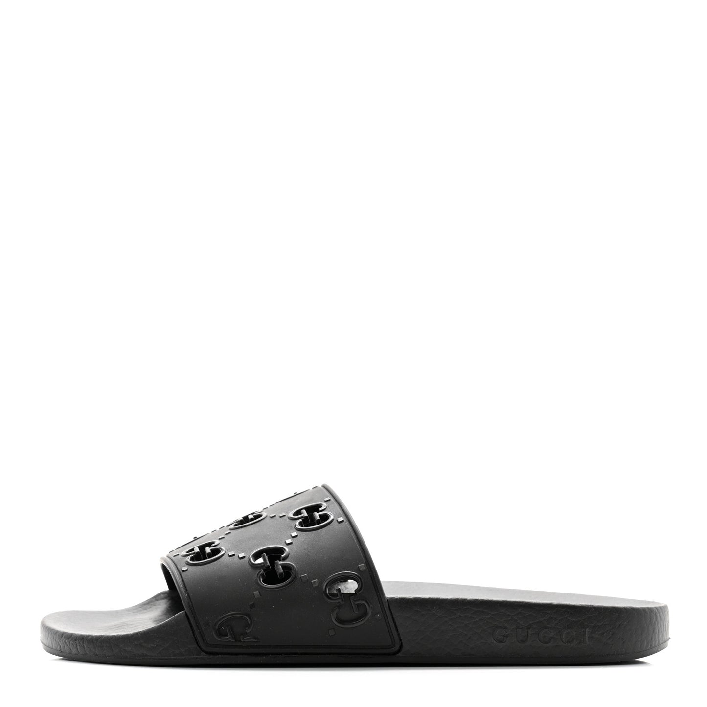 Rubber GG Monogram Perforated Womens Slide Sandals 40 Black