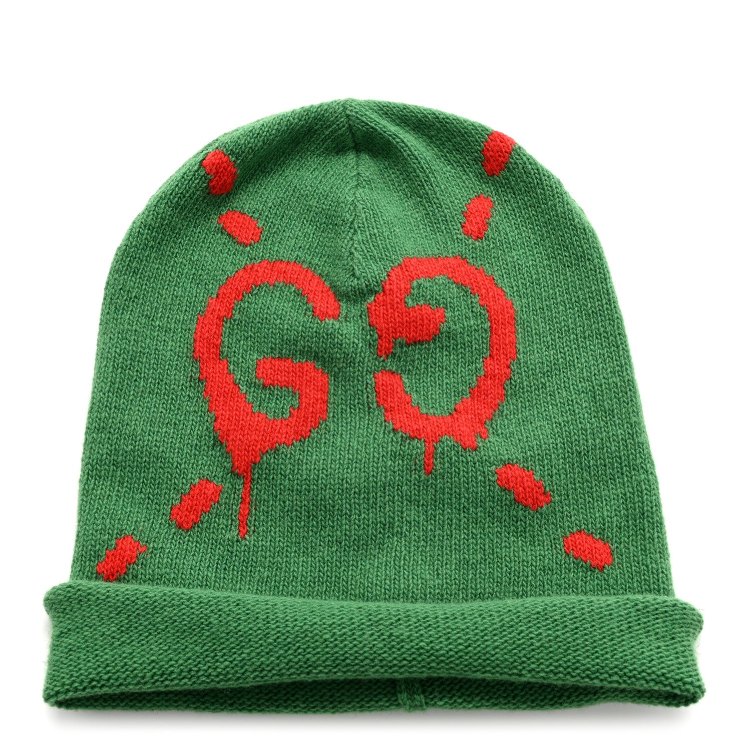 Gucci Wool GucciGhost Beanie Hat M Green Red 1 of 5