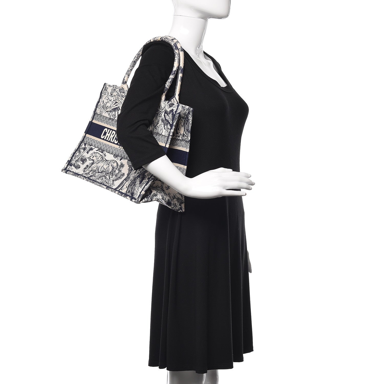 Christian Dior Canvas Embroidered Medium Dioriviera Toile De Jouy Reverse Book Tote Blue 2 of 10