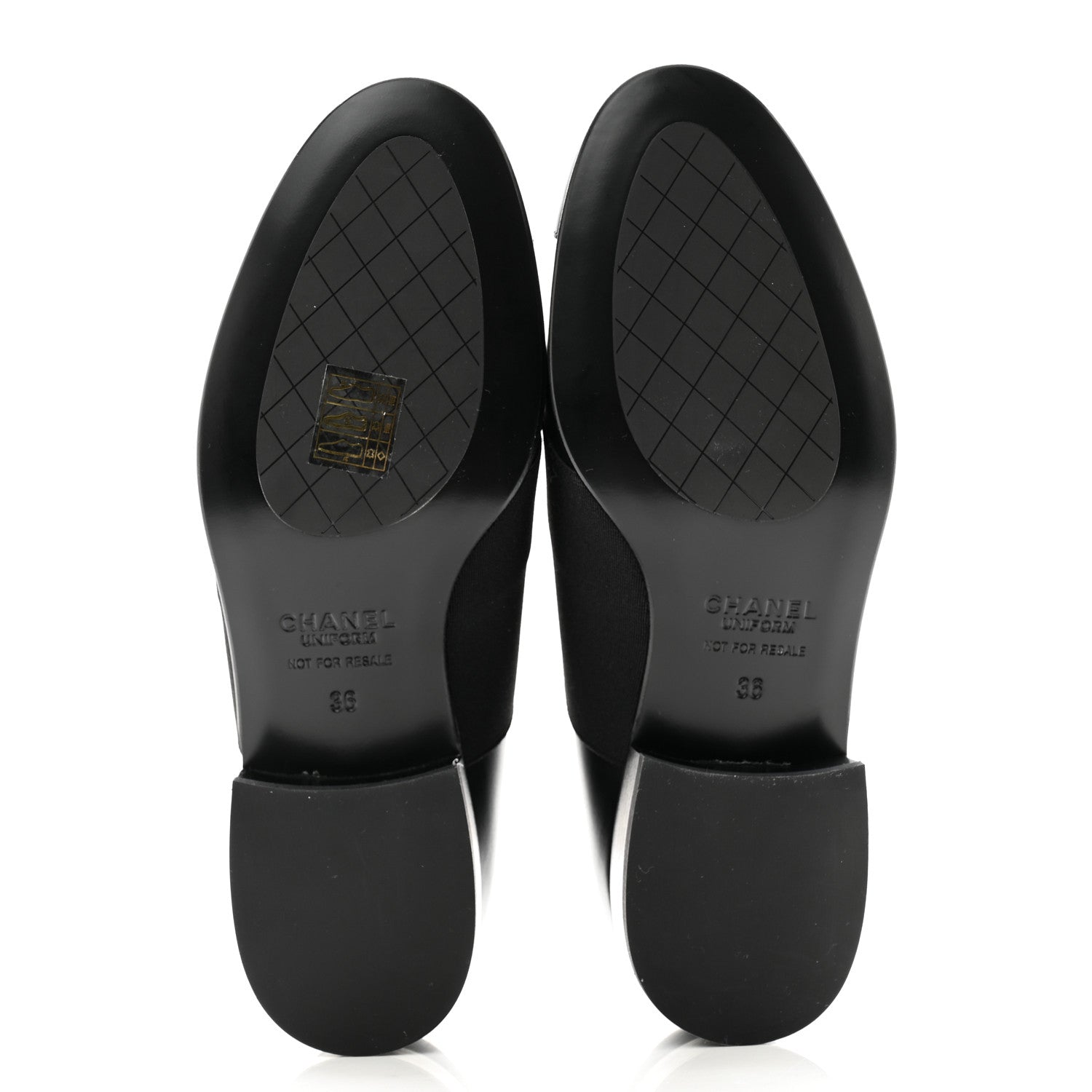 Chanel Calfskin Elastic Lace Up Cap Toe CC Loafers 36 Black 5 of 12