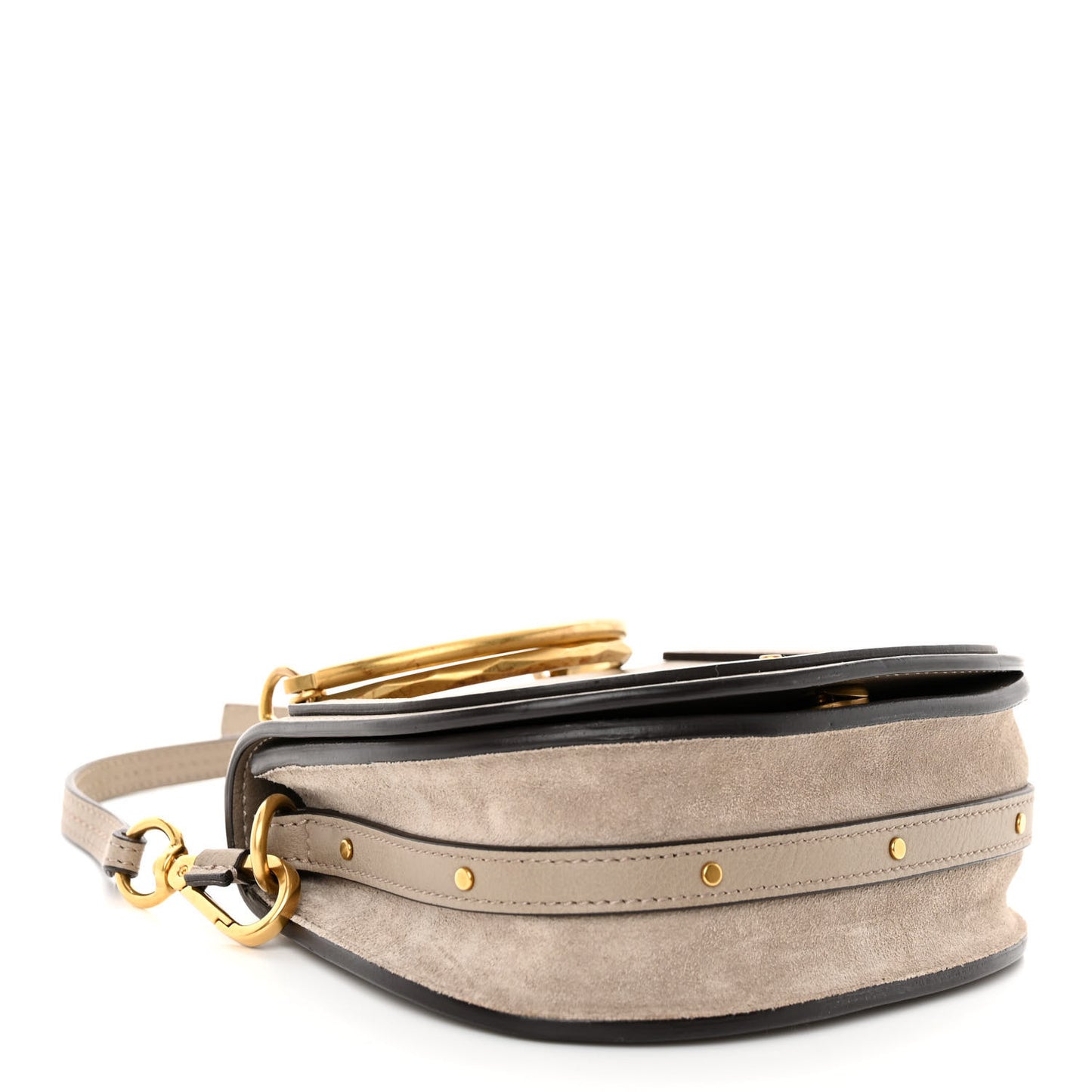 Calfskin Suede Small Nile Bracelet Bag Motty Grey