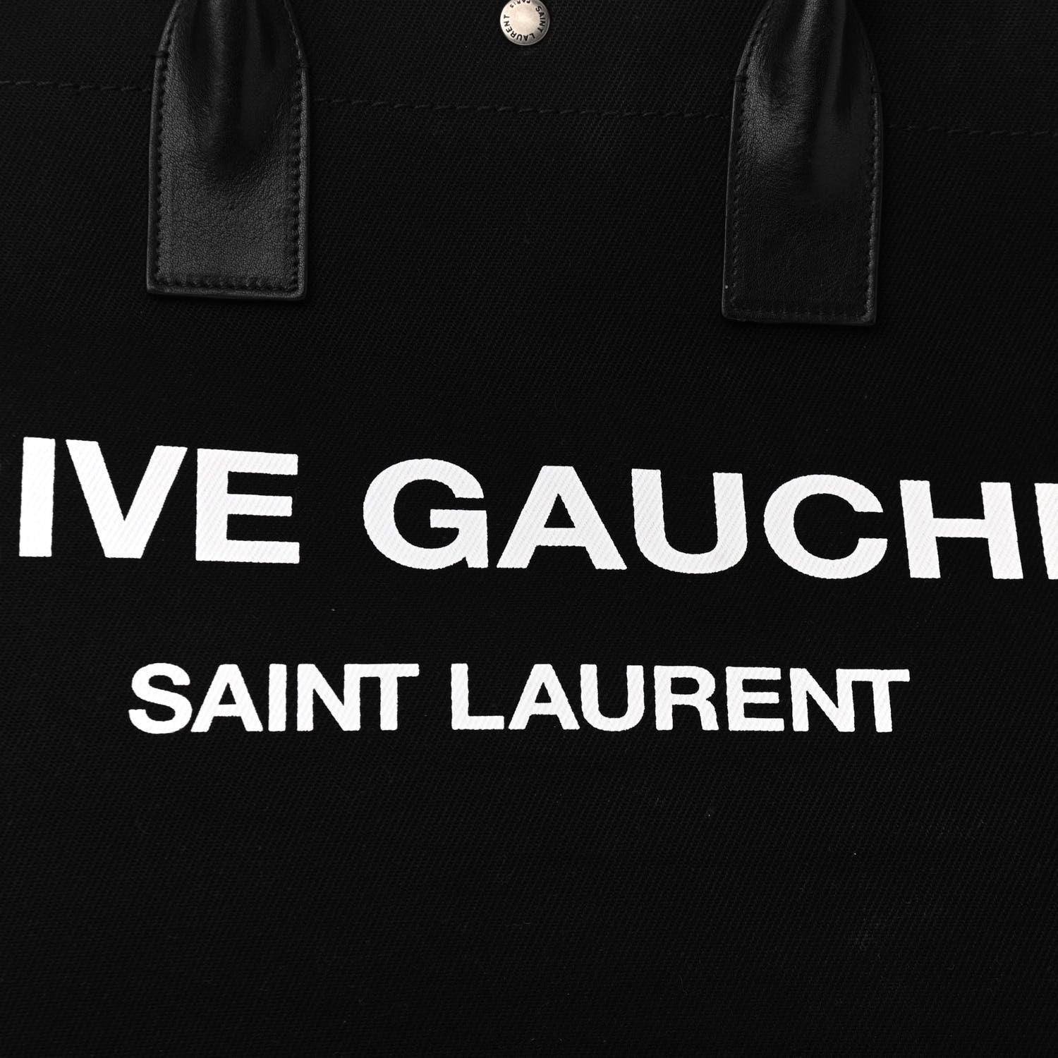 Saint Laurent Linen Calfskin Rive Gauche Tote Black 7 of 9