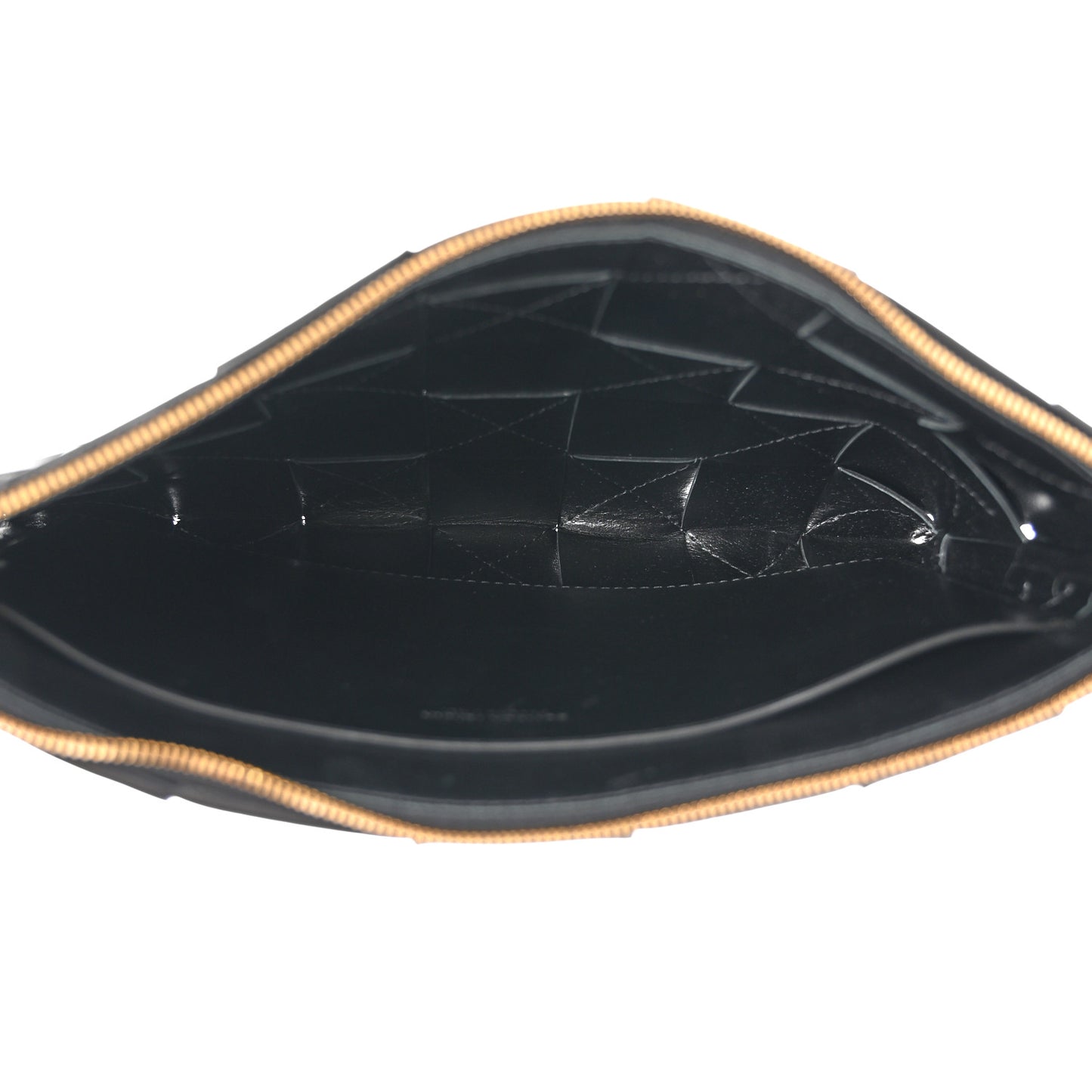 Nappa Maxi Intrecciato Cassette Flat Zip Medium Pouch Black