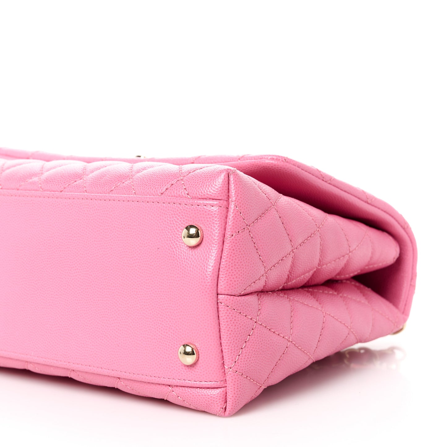 Caviar Lizard Embossed Quilted Small Coco Handle Flap Pink