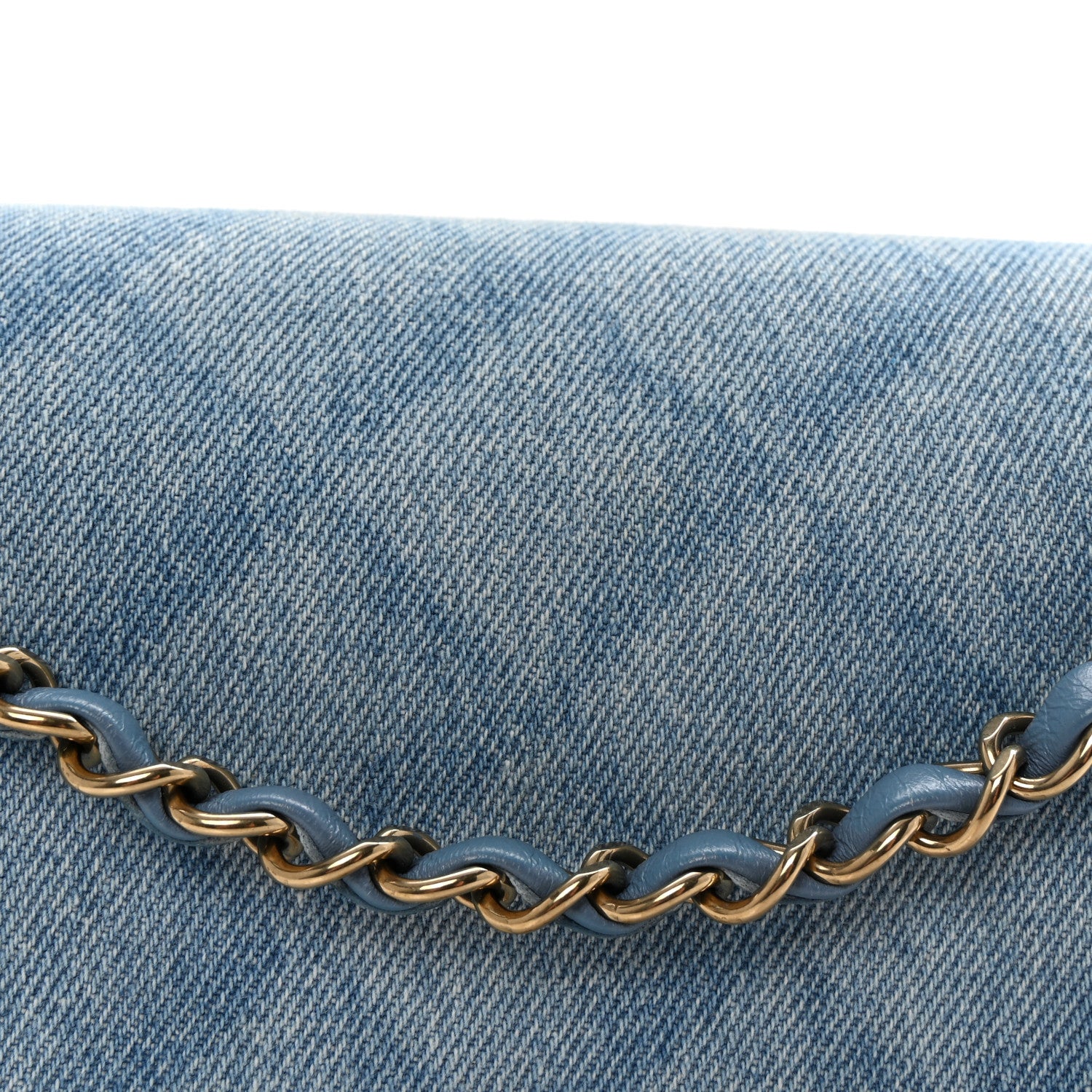 Chanel Printed Denim Quilted Medium Double Flap Light Blue 8 of 10