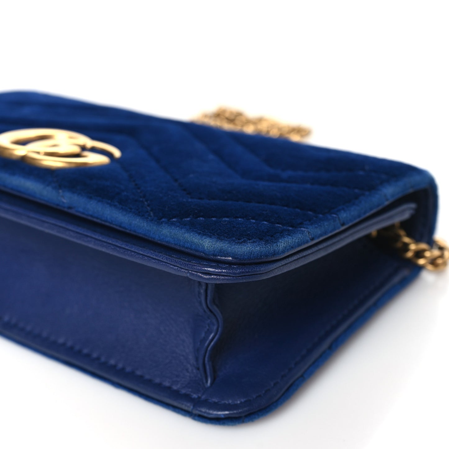 Velvet Matelasse GG Marmont Mini Bag Cobalt Blue