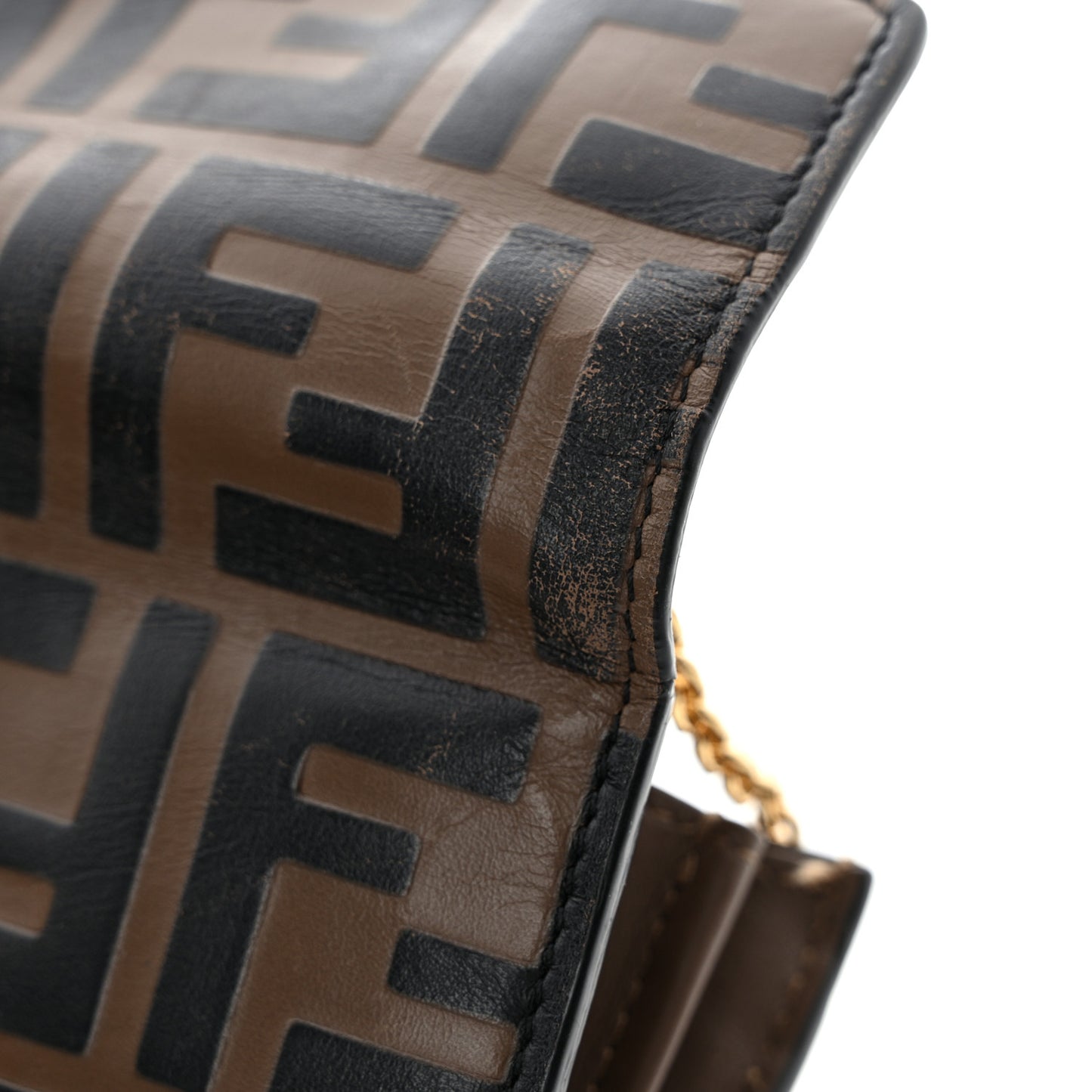 Vitello Soft F is Fendi Bi-Color FF 1974 Embossed Continental Envelope Wallet On Chain Maya Black