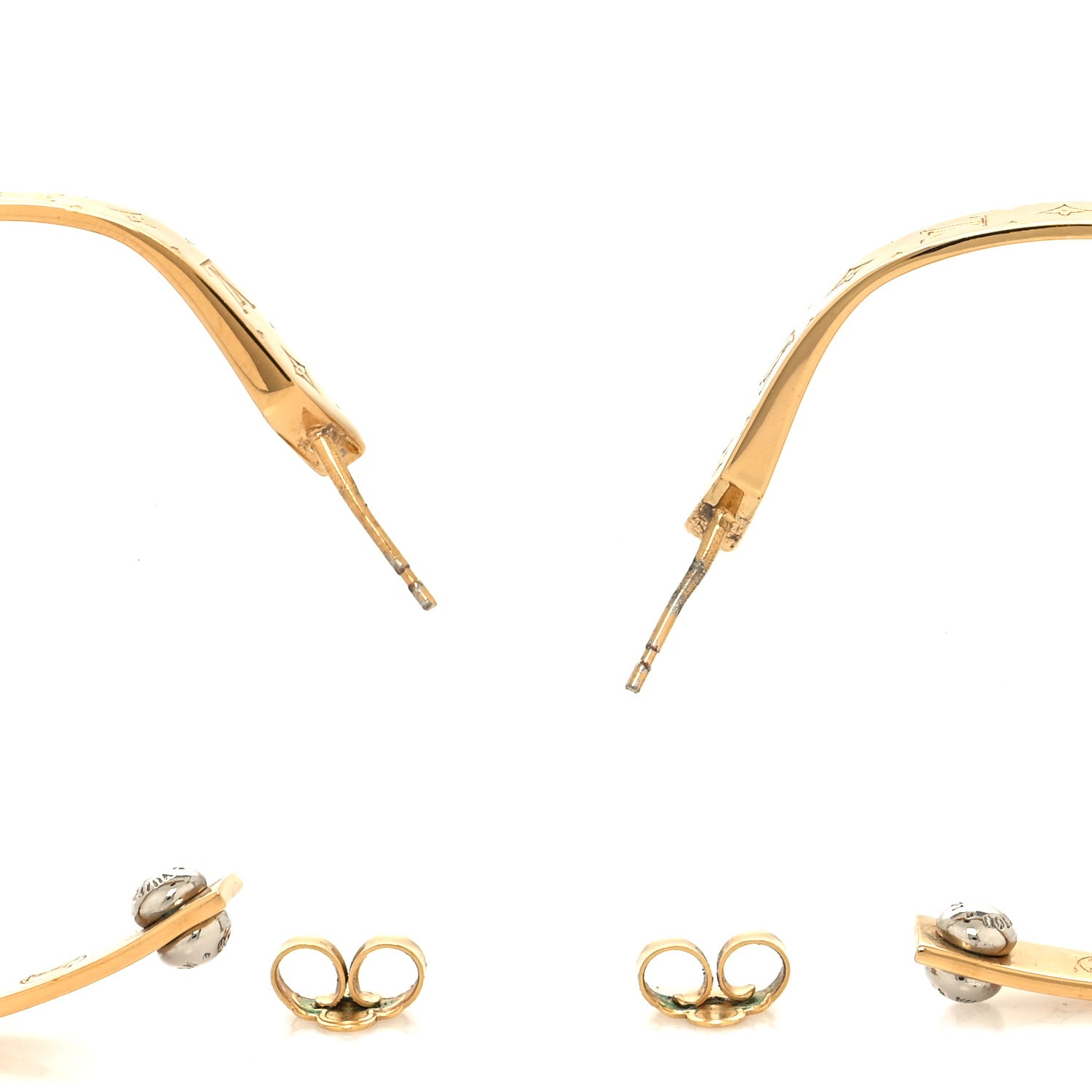 Louis Vuitton Metal Nanogram Hoop Earrings Gold 3 of 5