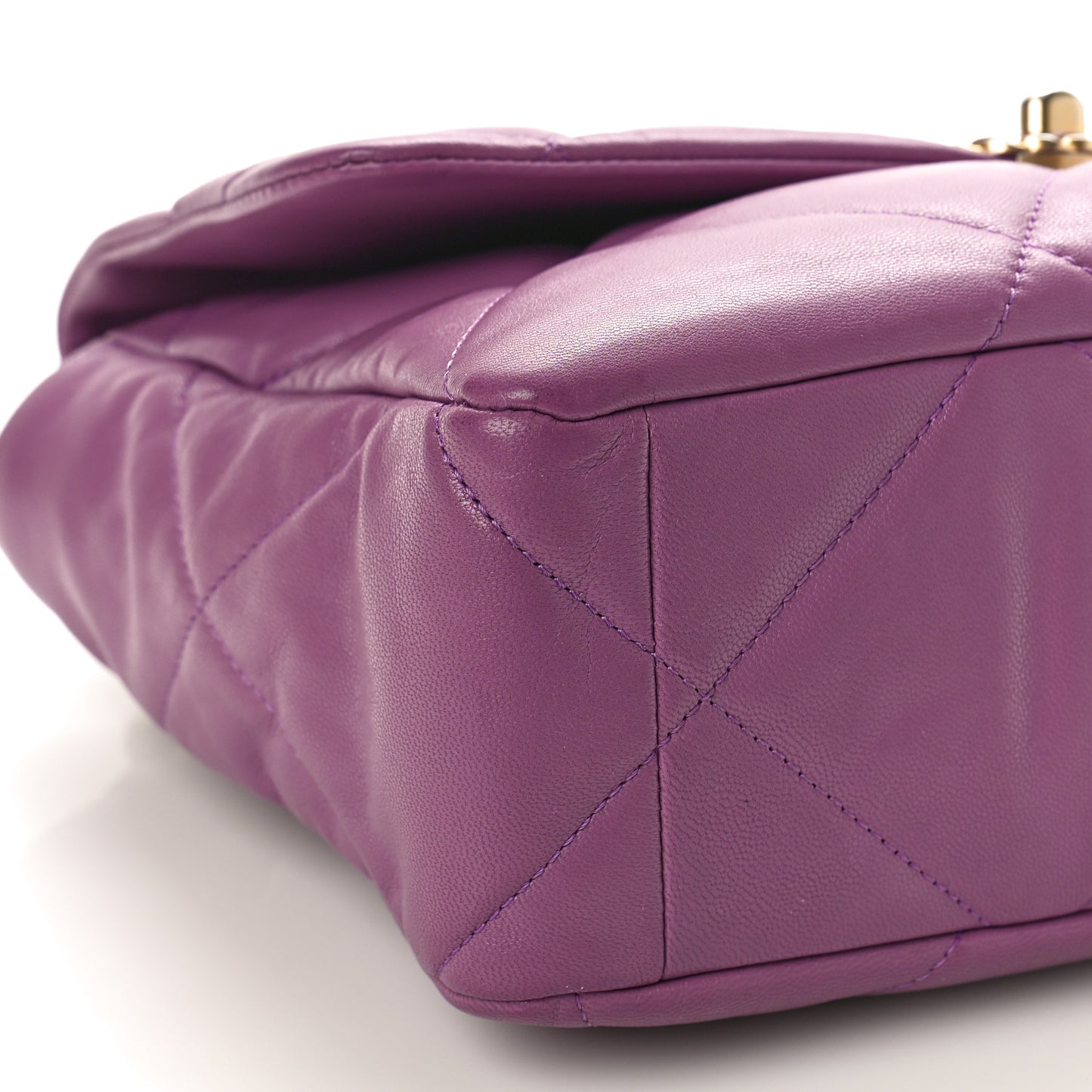 Goatskin Quilted Large Chanel 19 Flap Purple