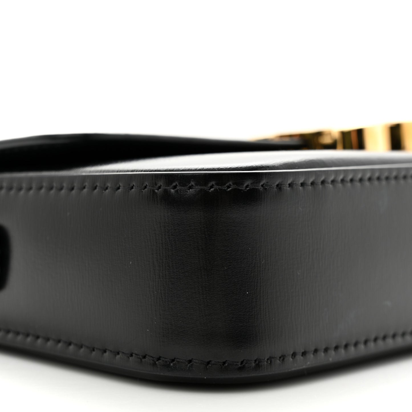 Shiny Calfskin Triomphe Shoulder Bag Black