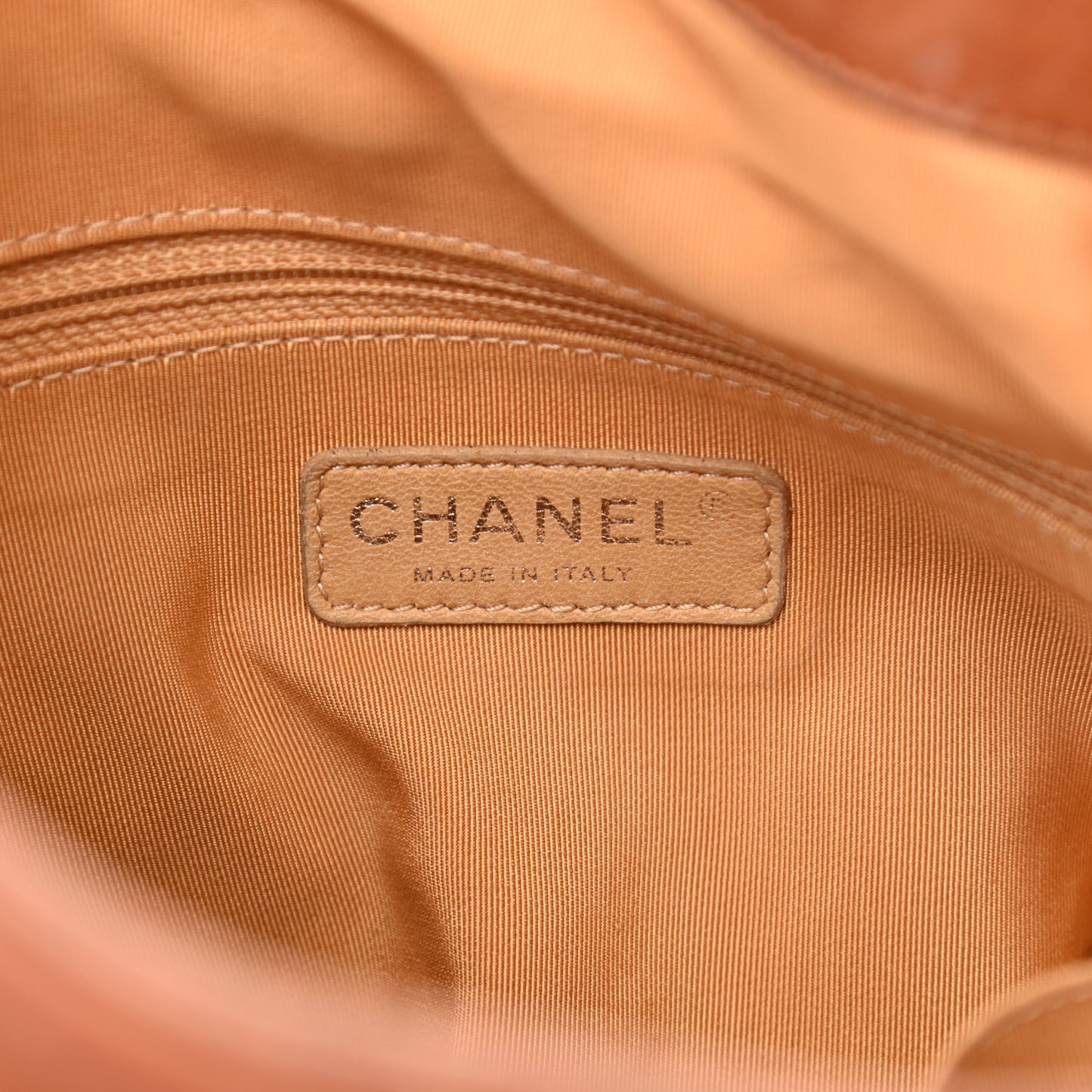 Washed Lambskin Chain Around Hobo Beige