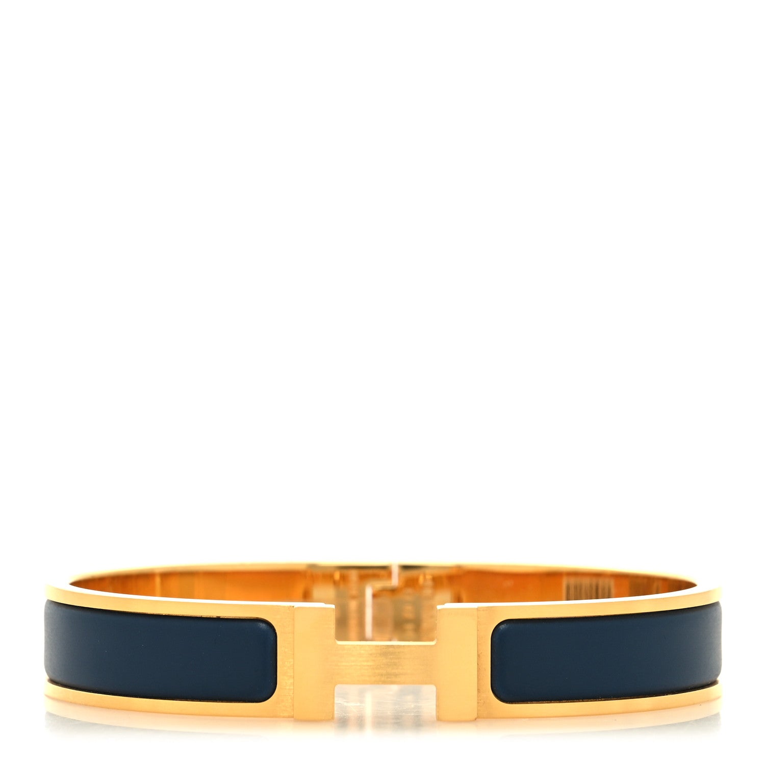 Hermes Matte Enamel Narrow Clic Clac H Bracelet T6 Bleu Biarritz
