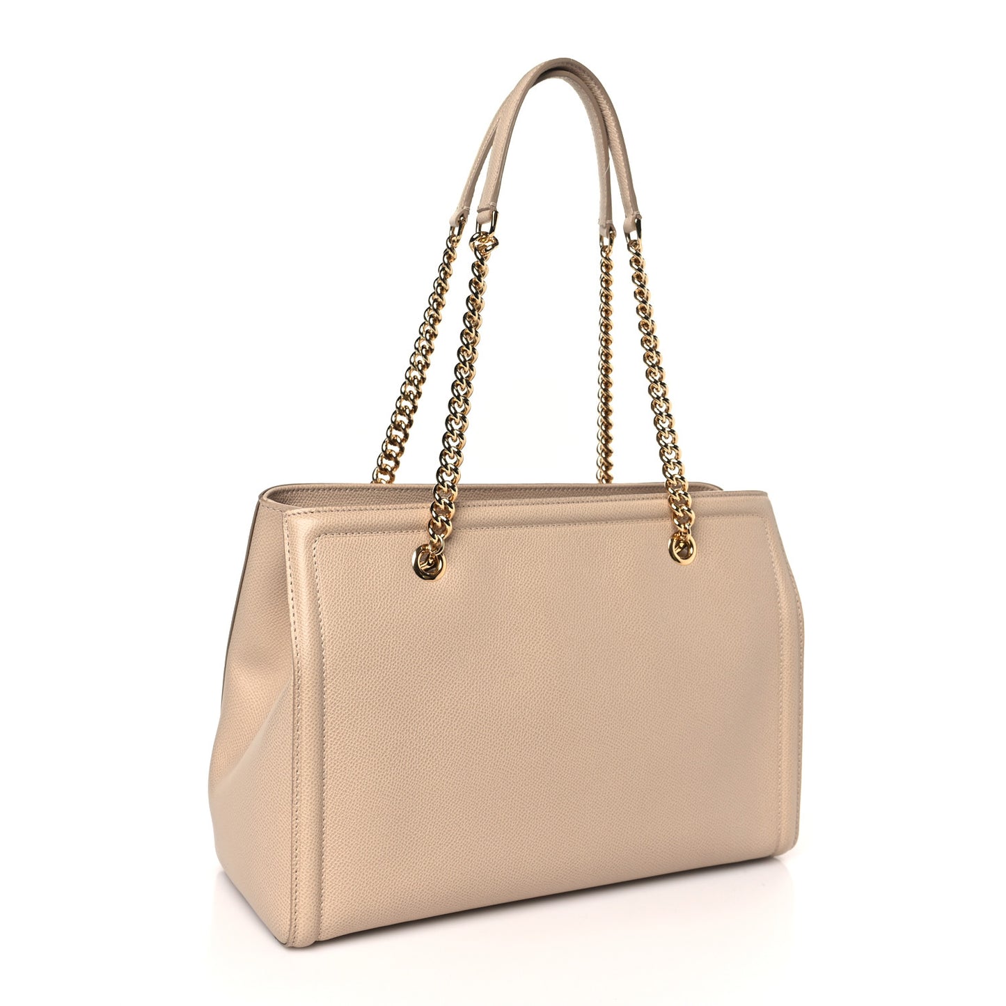 Hammered Calfskin Vara Bow Chain Tote Macadamia