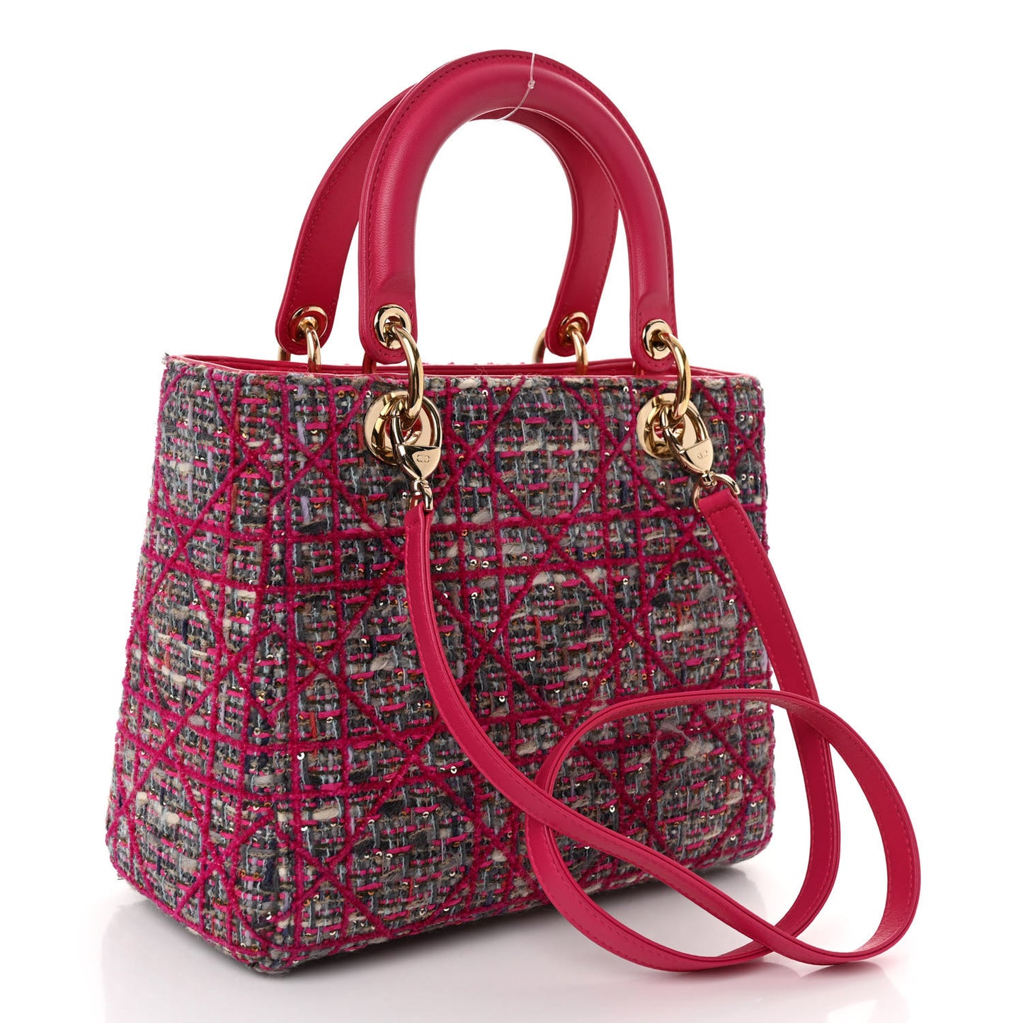 Tweed Medium Lady Dior Pink Multicolor