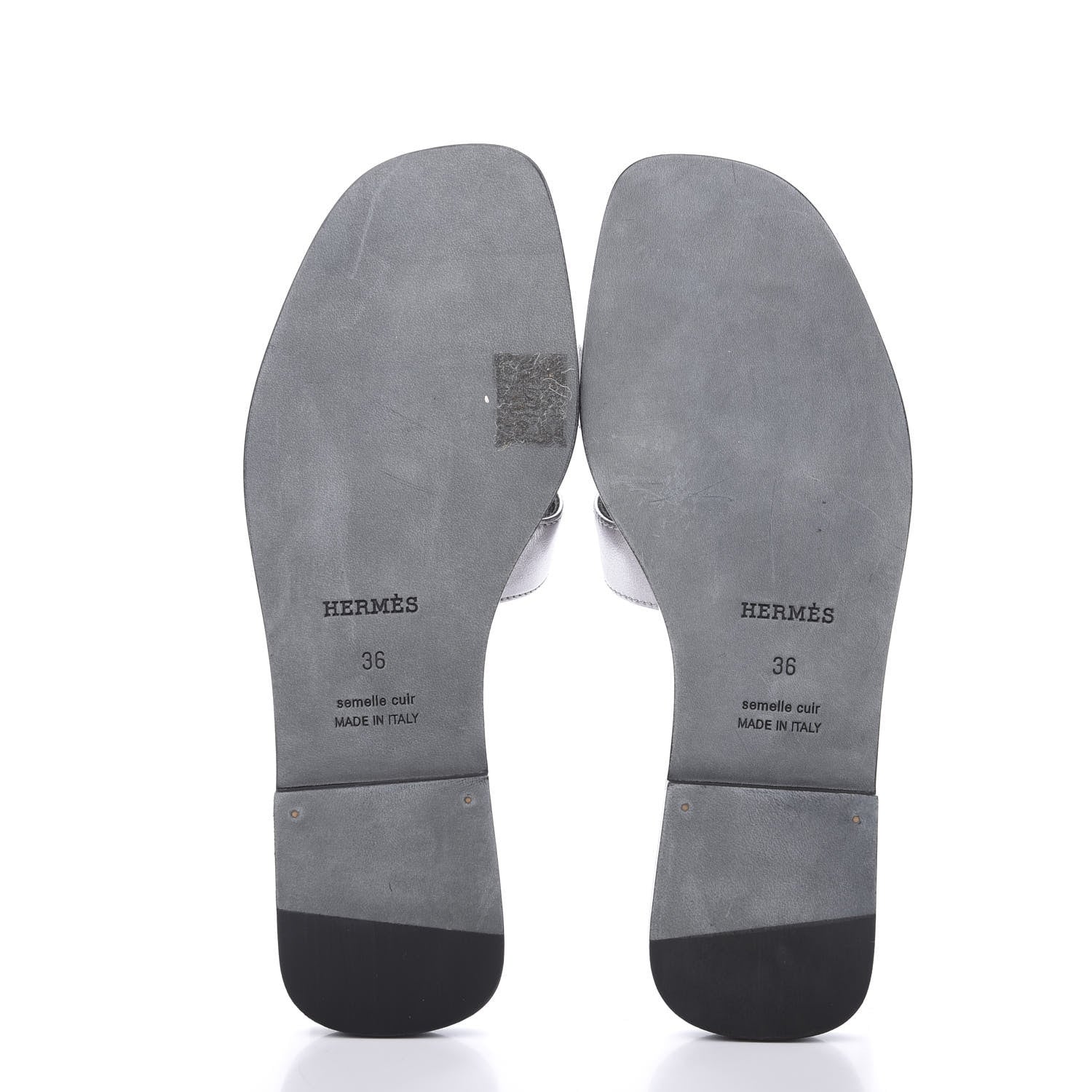 Hermes Metallic Nappa Oran Sandals 36 Argent 5 of 7