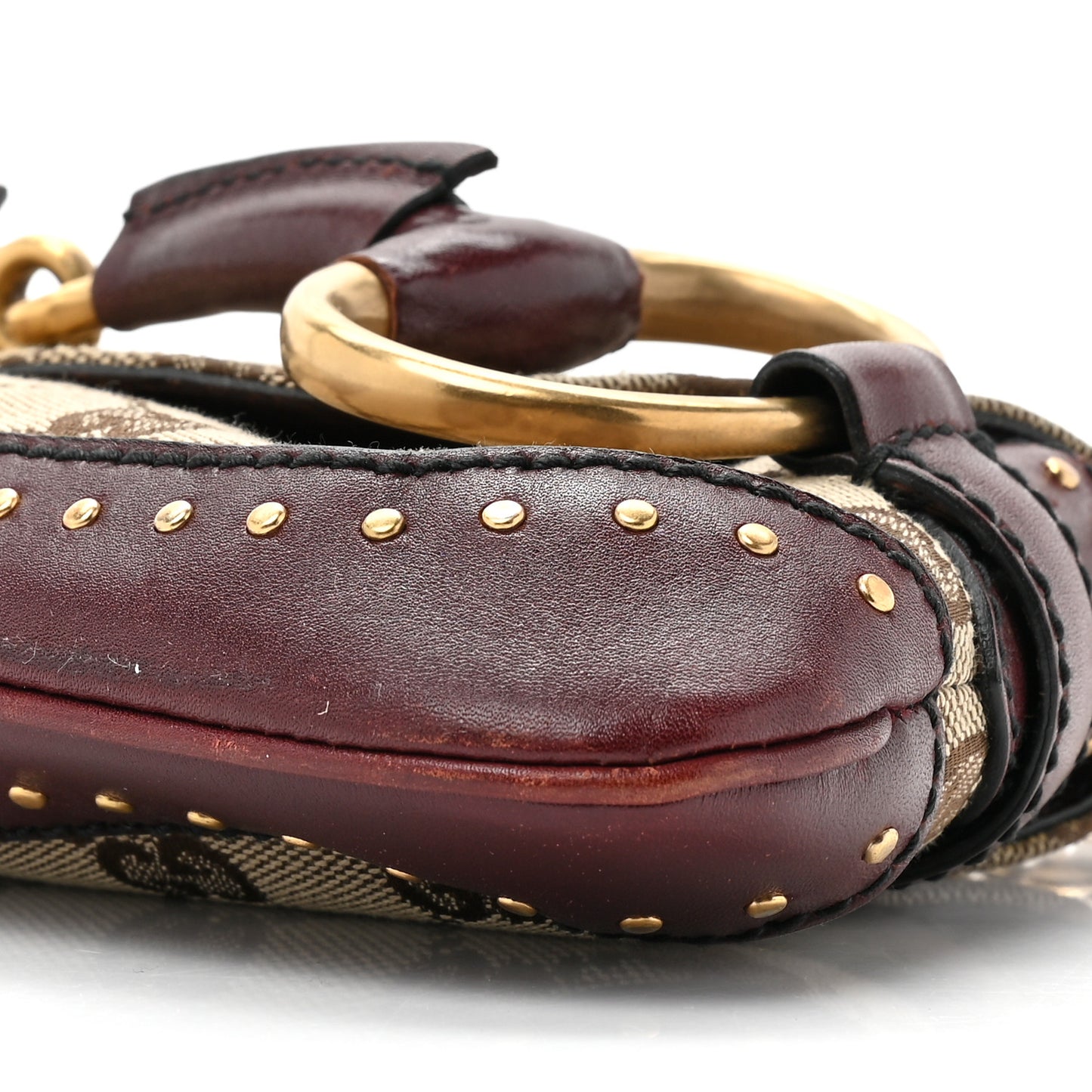 Monogram Studded Horsebit Clutch Bordeaux