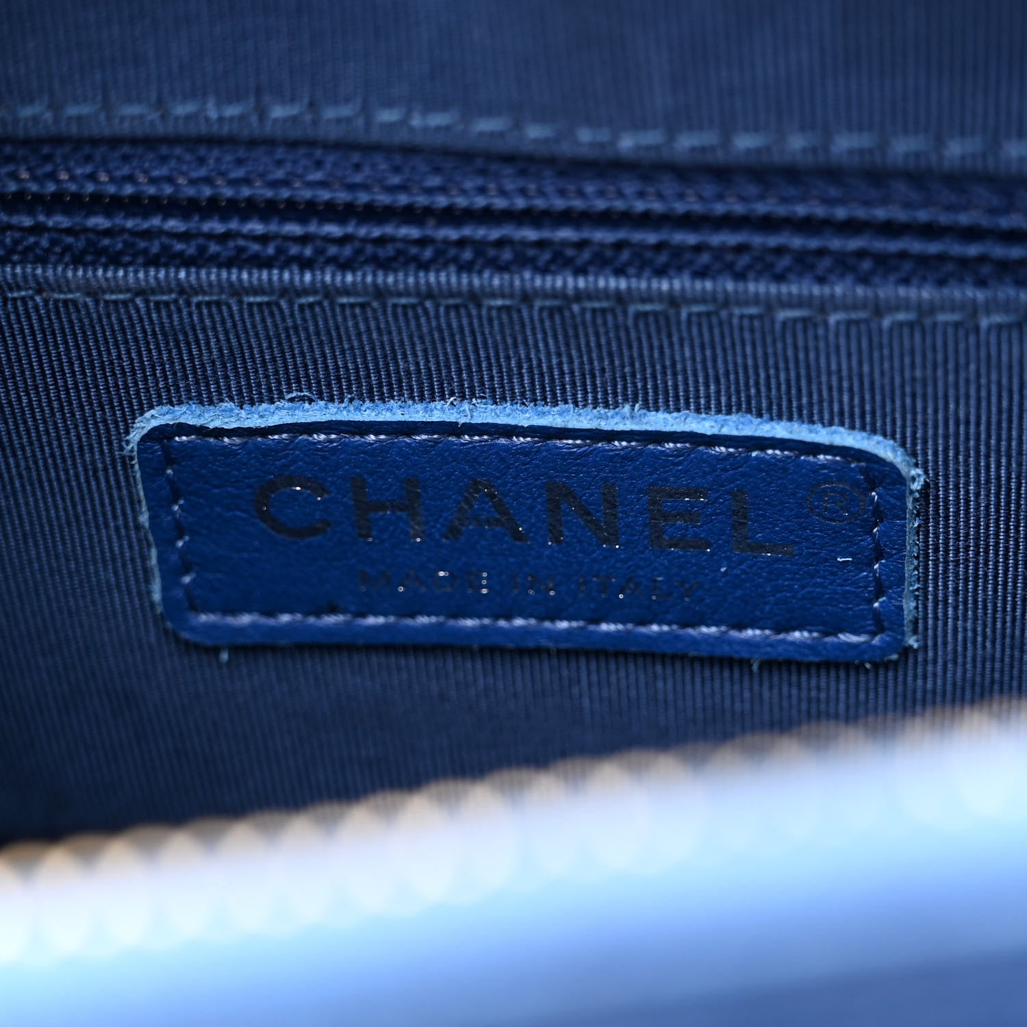 Chanel Metallic Calfskin Chevron Quilted Small Gabrielle Hobo Blue 6 of 11
