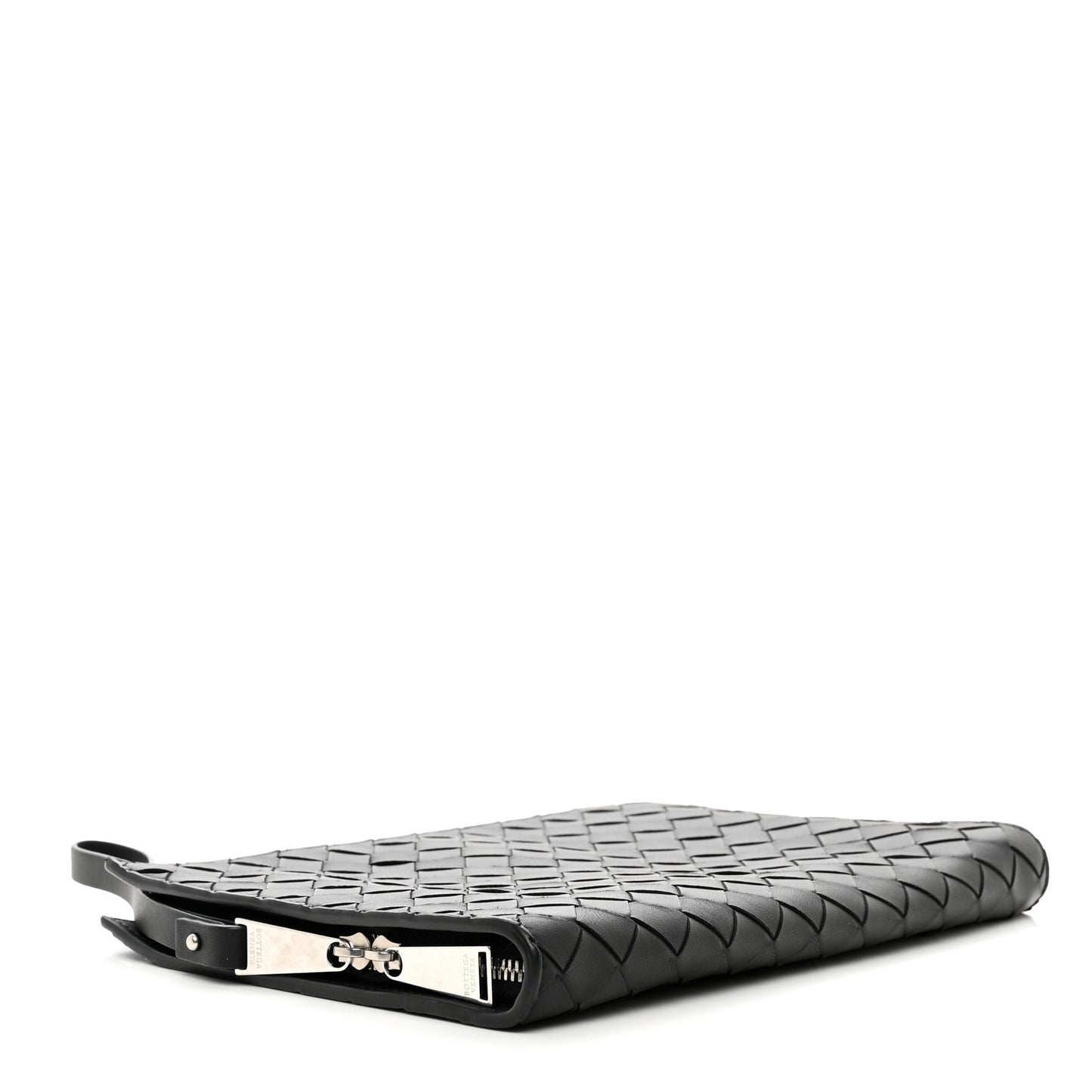Nappa Intrecciato Wristlet Zip Wallet Black