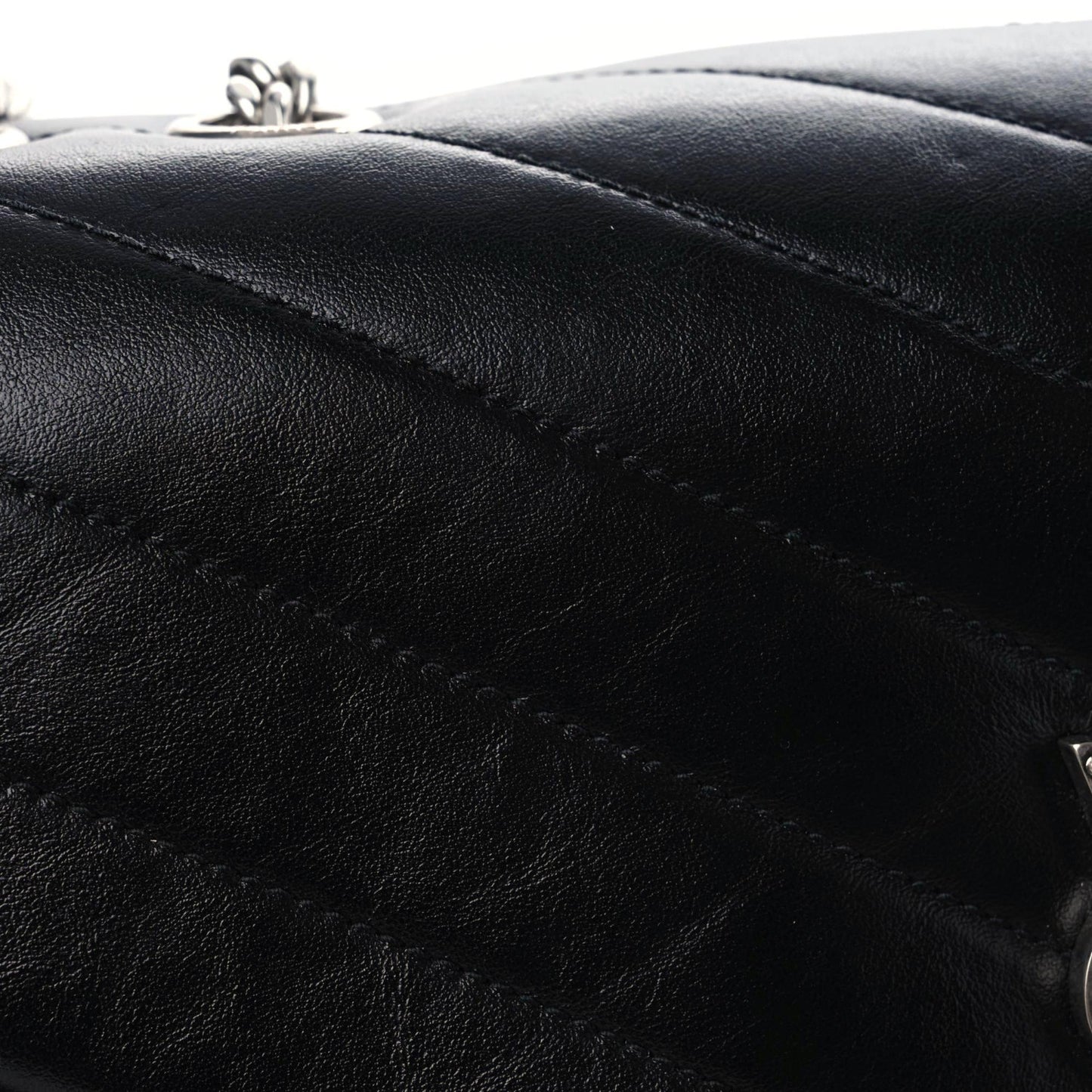 Calfskin Y Quilted Monogram Medium Loulou Chain Satchel Black