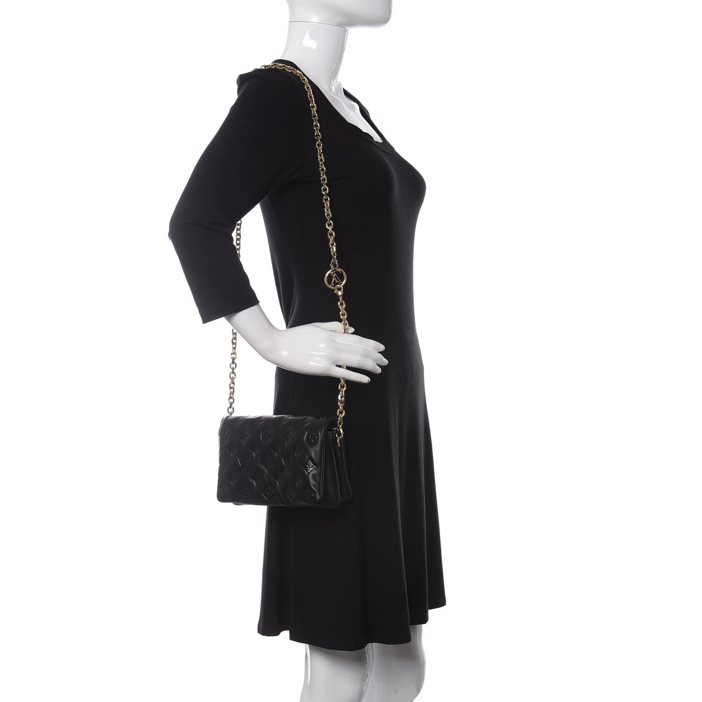 Lambskin Embossed Monogram Pochette Coussin Black